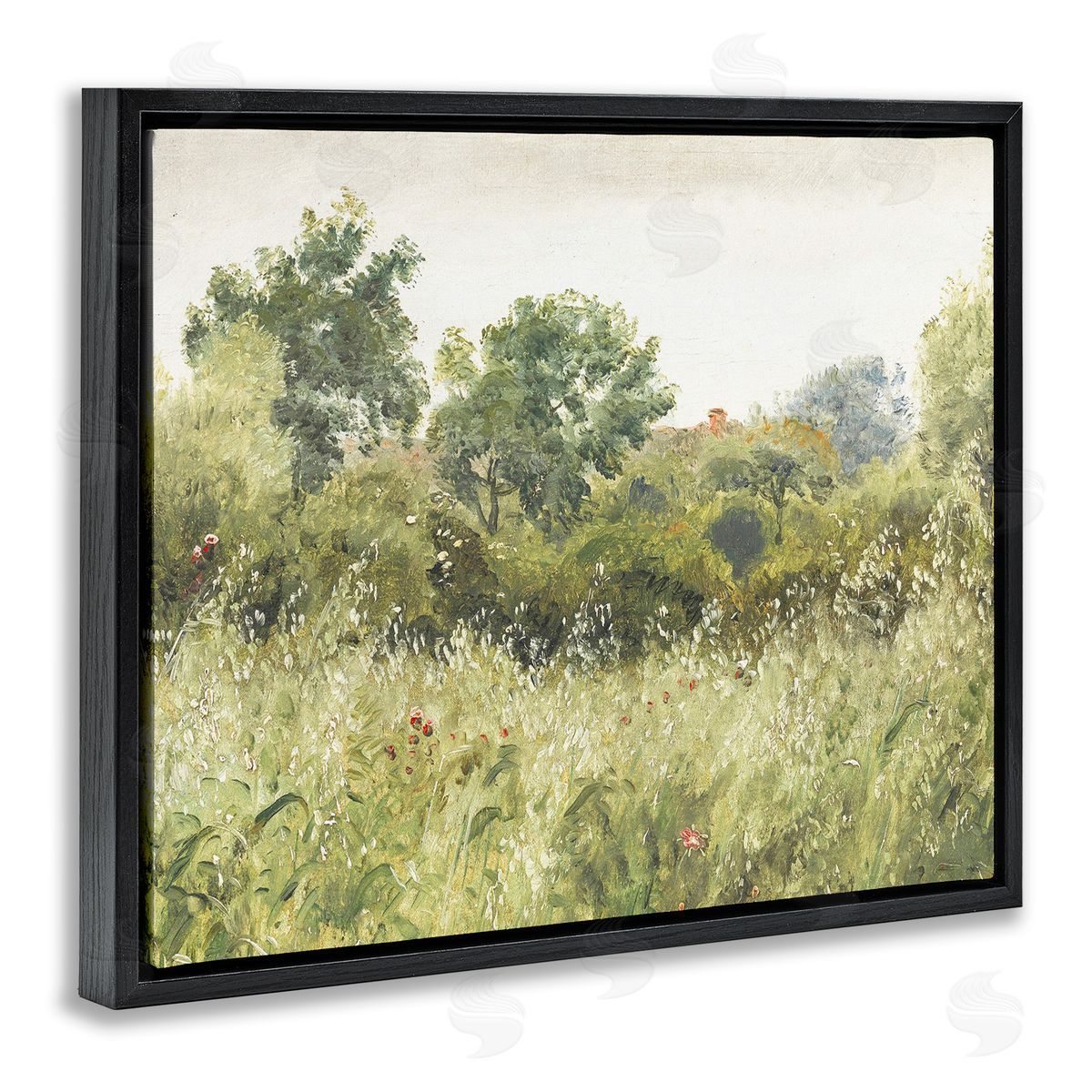 Leah Straatsma Vintage Trees And Fields Black Floating Frame Canvas Wall Art Print