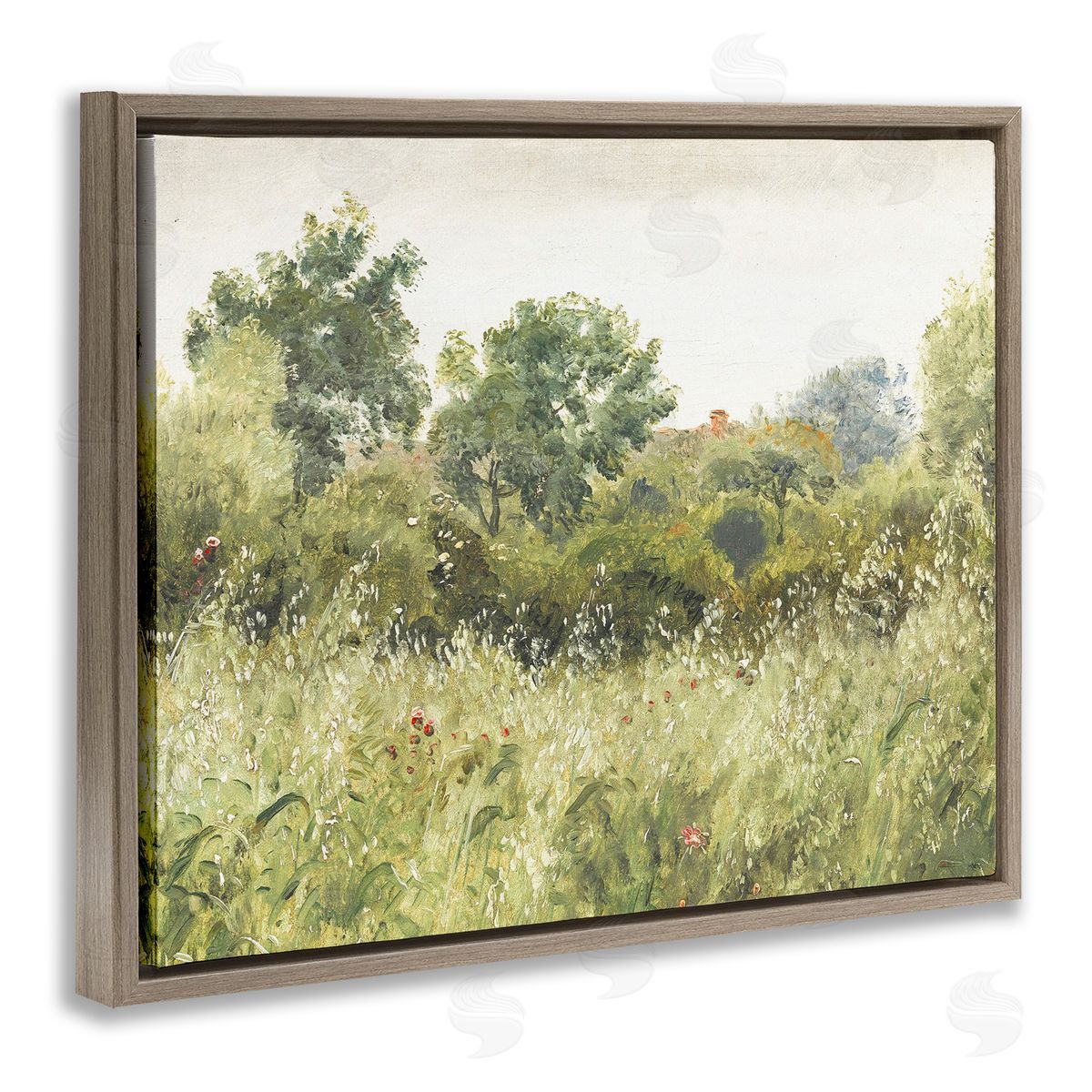 Leah Straatsma Vintage Trees And Fields Brown Floating Frame Canvas Art Print