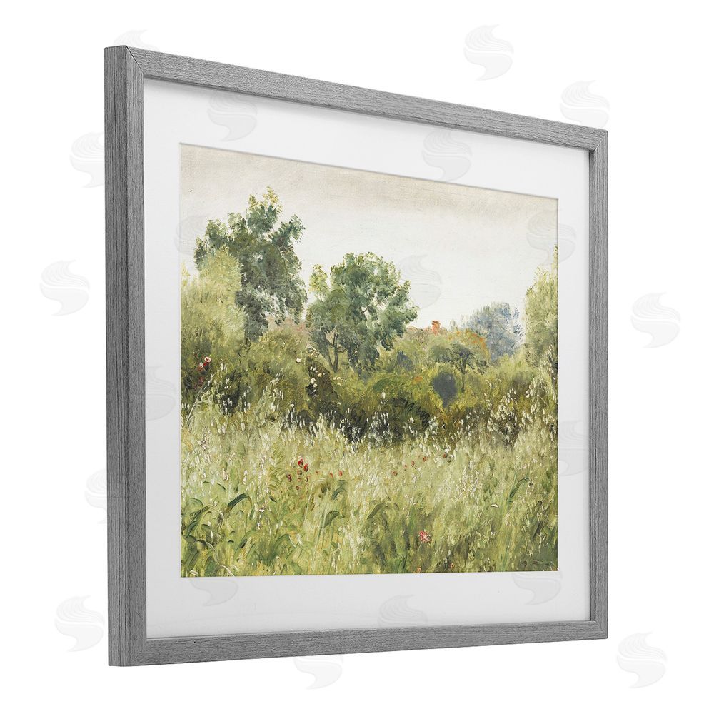 Leah Straatsma Vintage Trees And Fields Gray Framed Print Under Glass Art