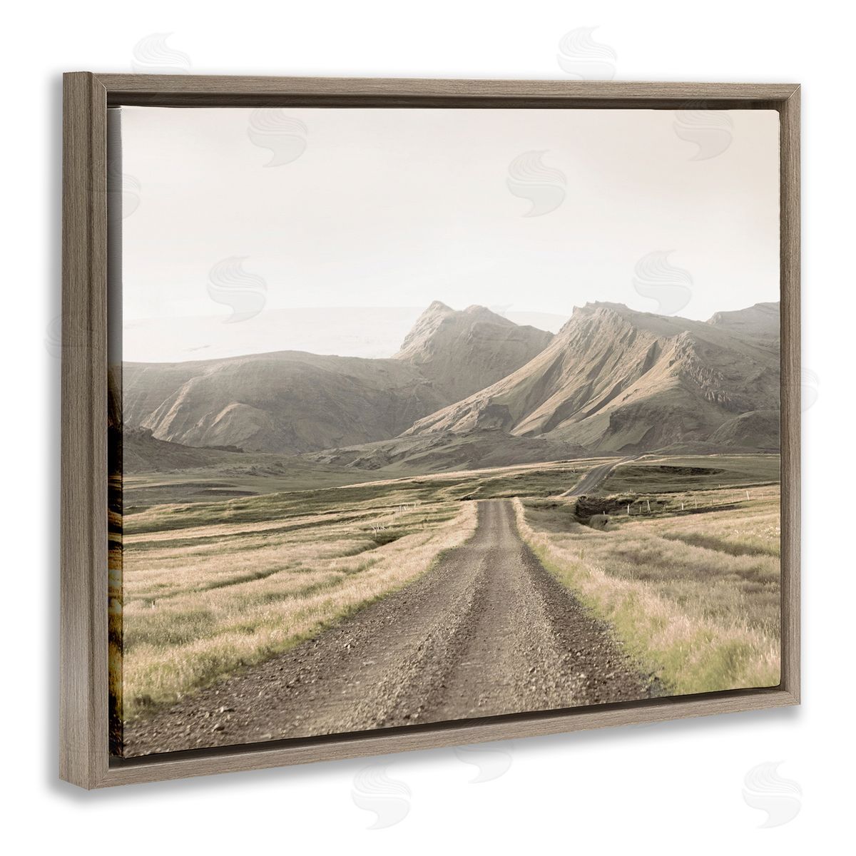 Leah Straatsma Misty Mountain Road View Brown Floating Frame Canvas Art Print
