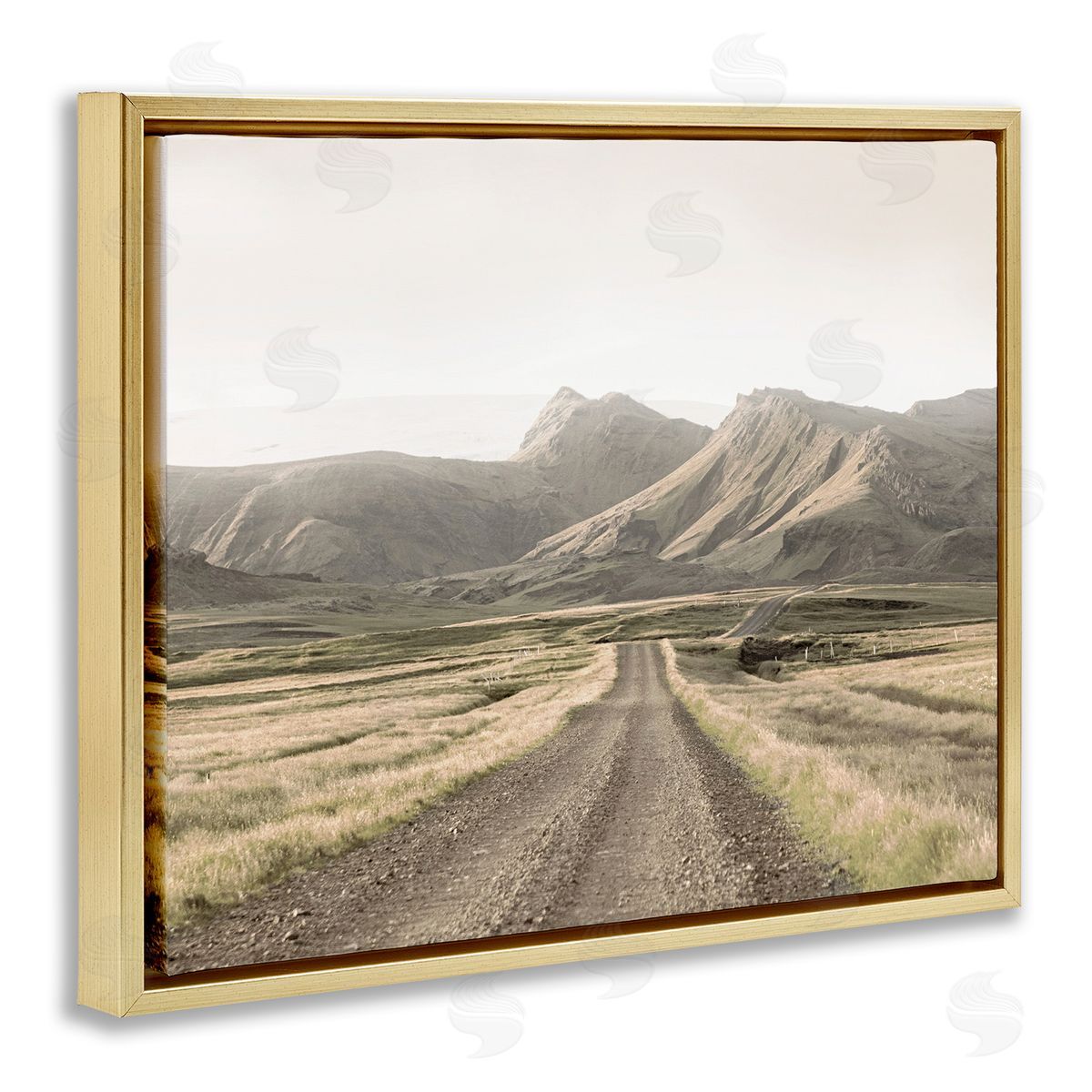 Leah Straatsma Misty Mountain Road View Gold Floating Frame Canvas Art Print