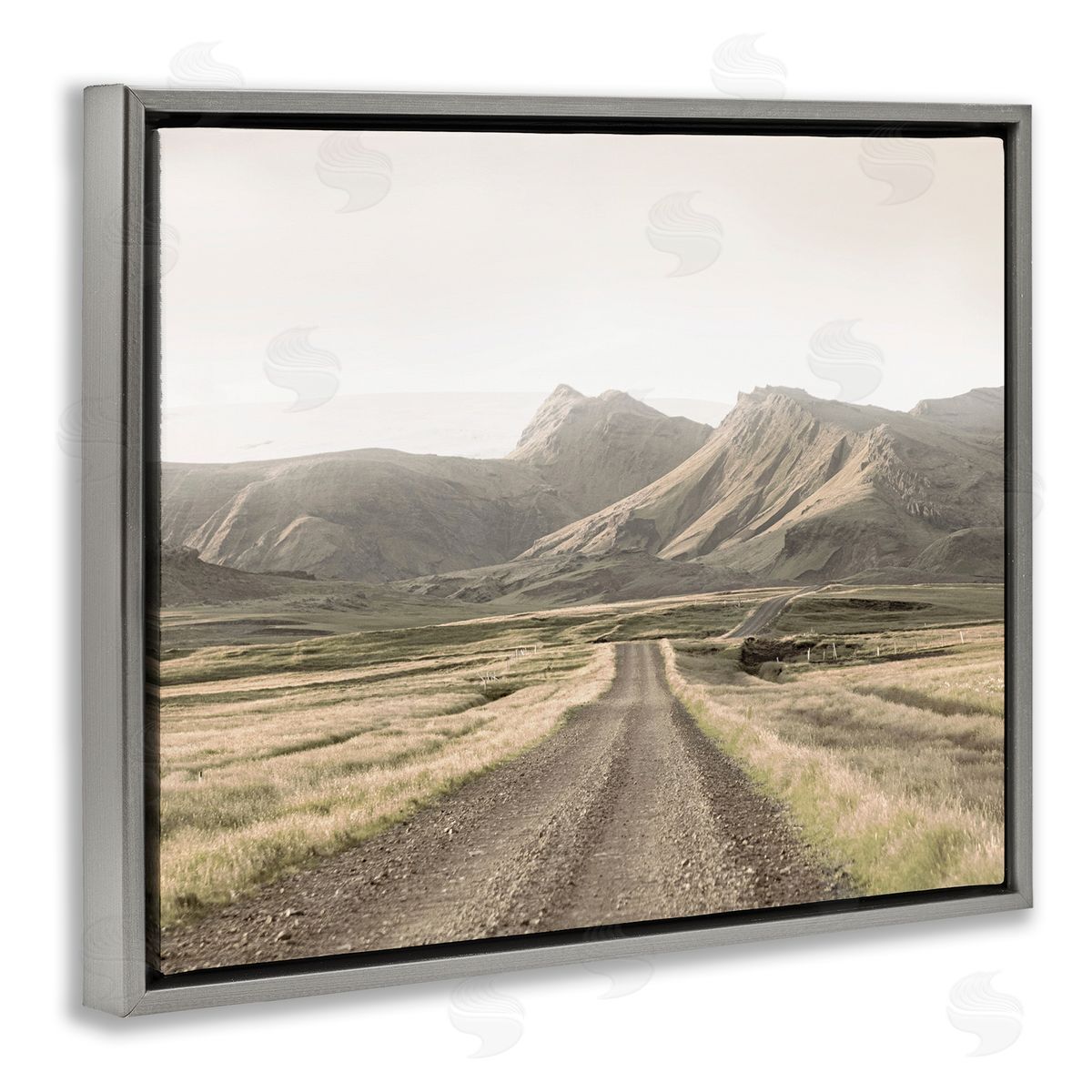 Leah Straatsma Misty Mountain Road View Gray Floating Frame Canvas Art Print