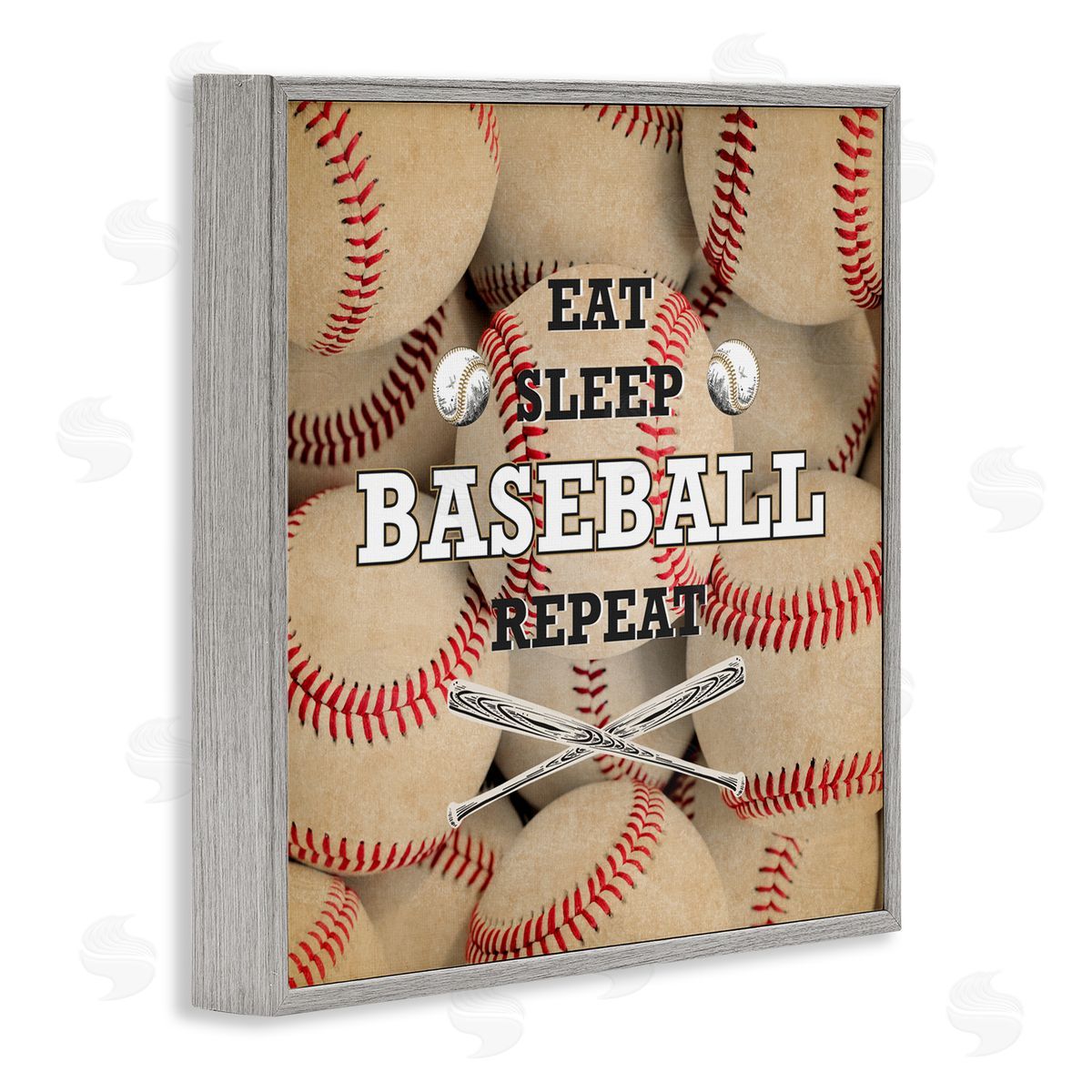 Kim Allen Eat Sleep Baseball Repeat Gray Framed Giclee Art Print