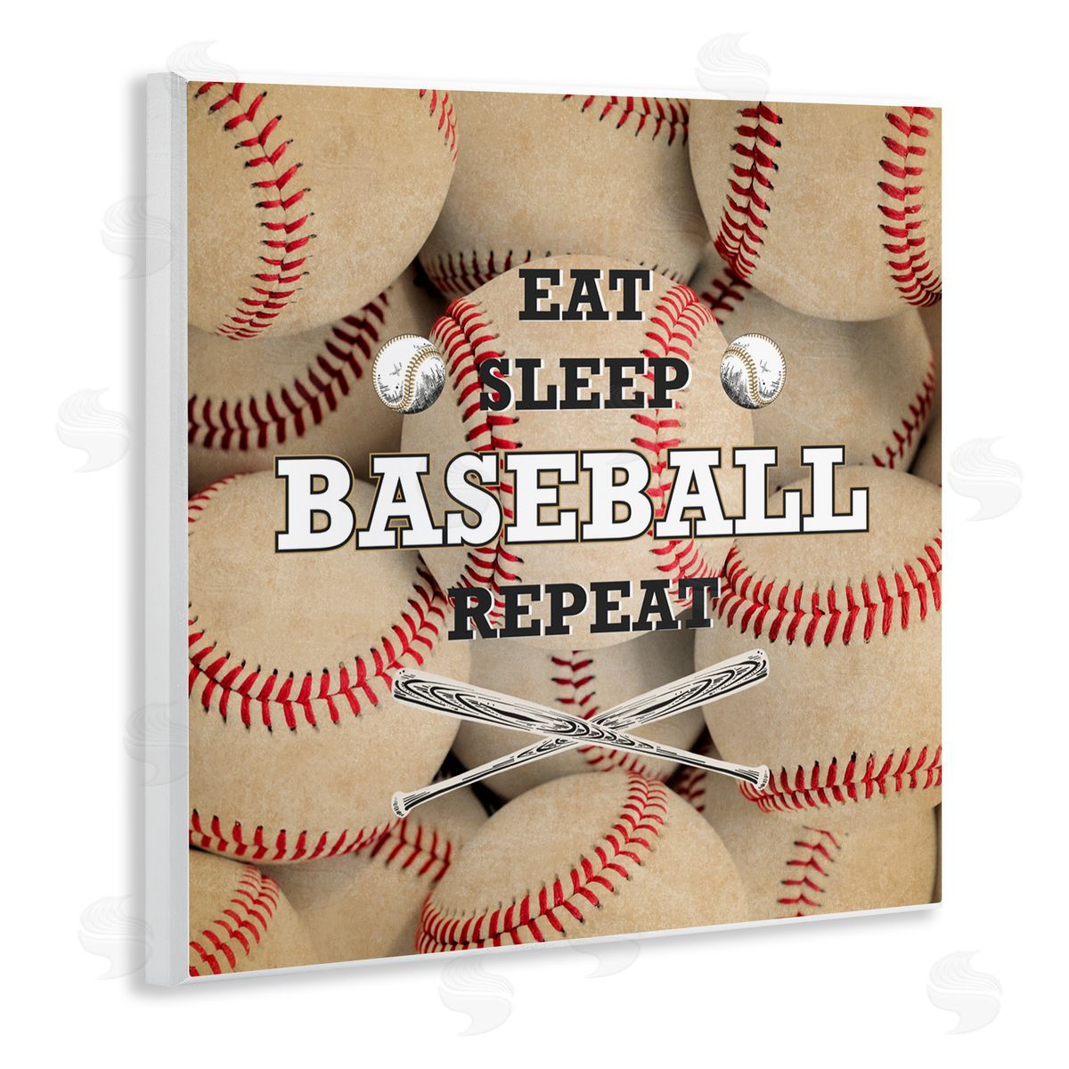 Kim Allen Eat Sleep Baseball Repeat Wall Plaque Art Print
