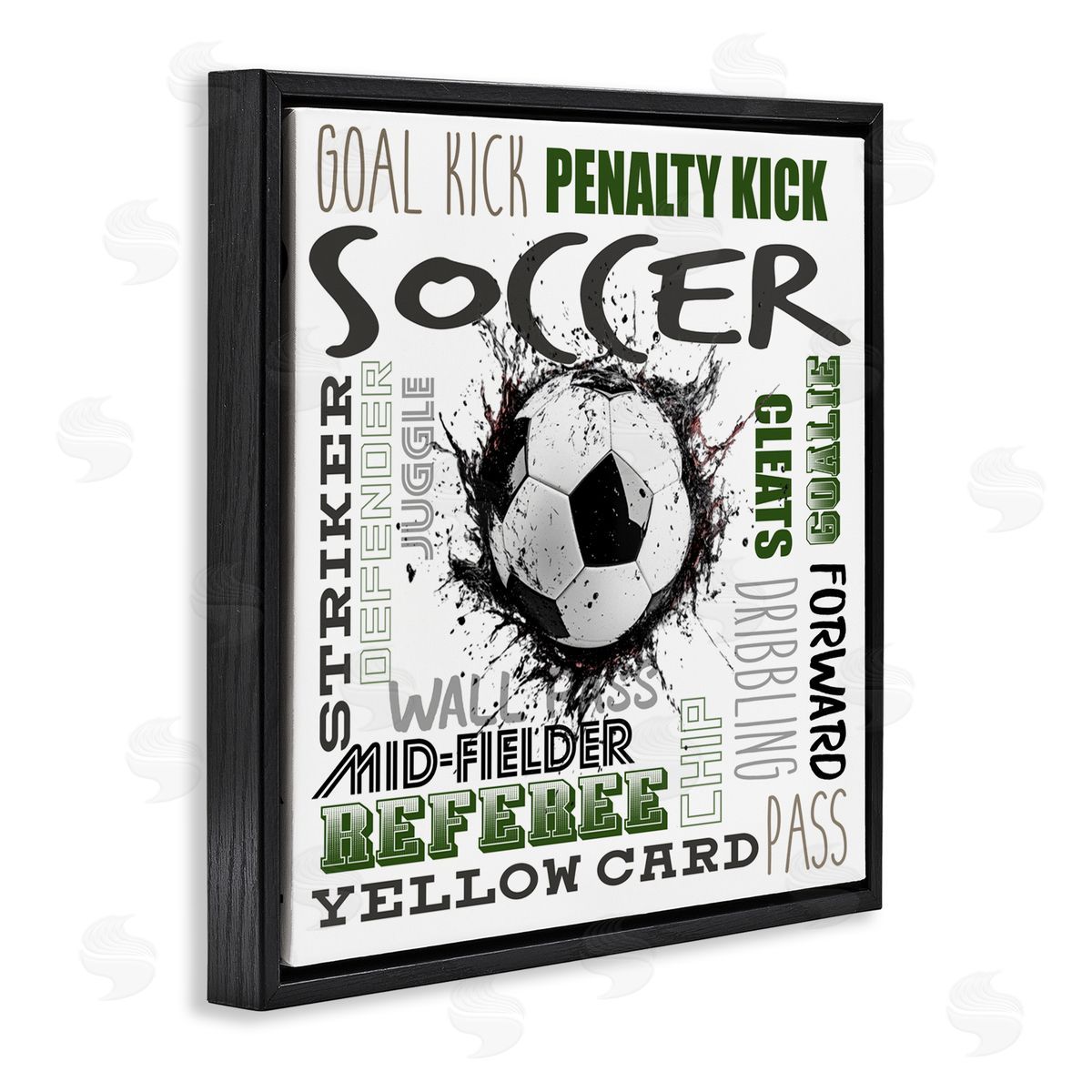 Kim Allen Soccer Kick Game Phrases Black Floating Frame Canvas Wall Art Print