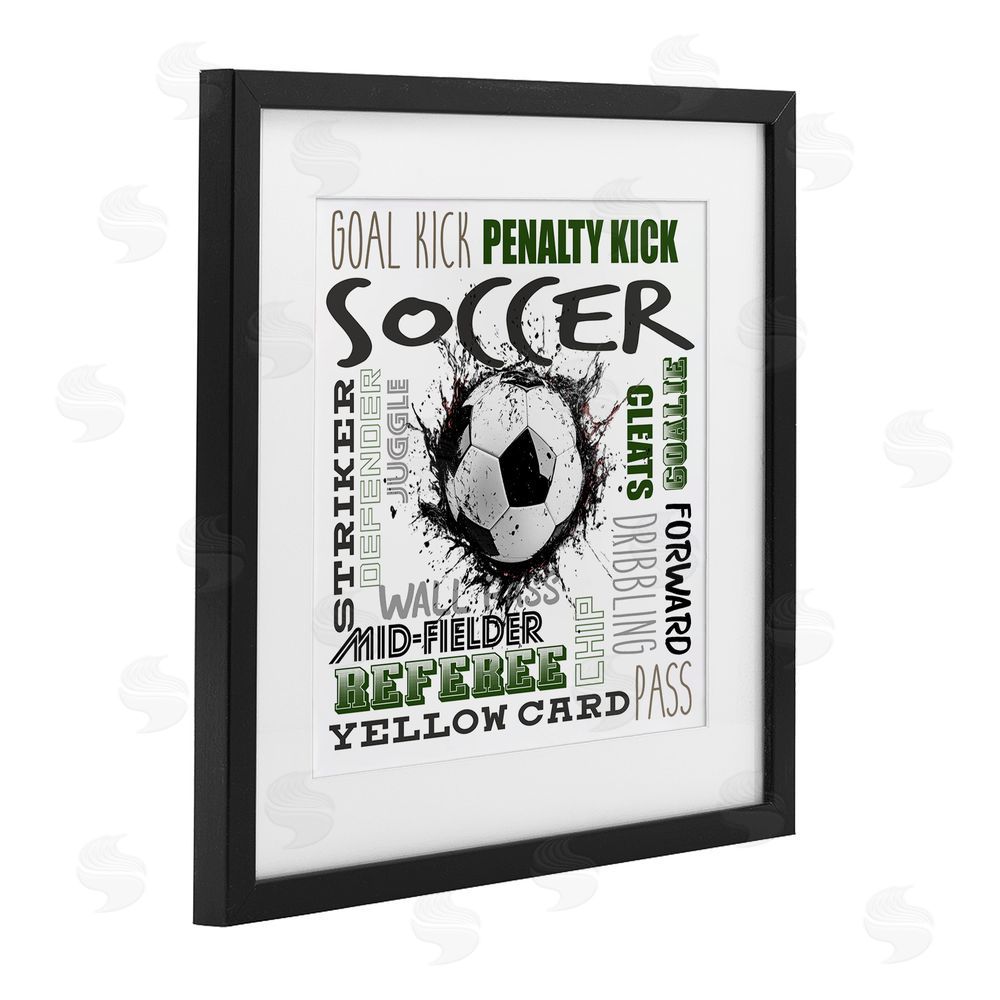 Kim Allen Soccer Kick Game Phrases Black Framed Print Under Glass Art