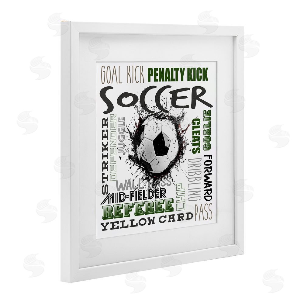 Kim Allen Soccer Kick Game Phrases White Framed Print Under Glass Art