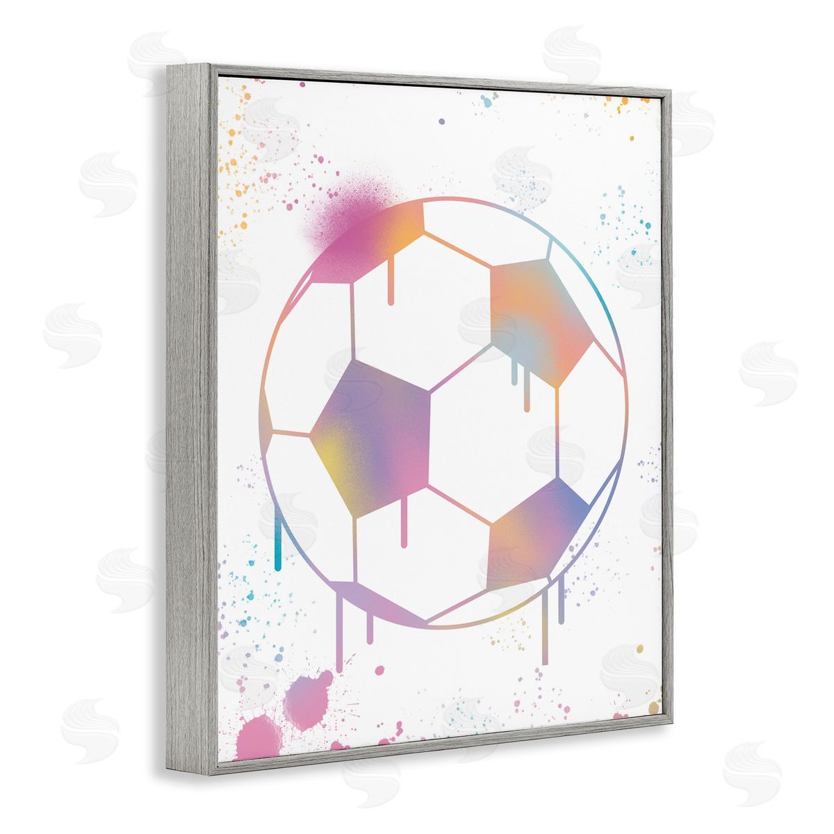 Marcus Prime Graffiti Soccer Ball Drip Gray Framed Giclee Art Print