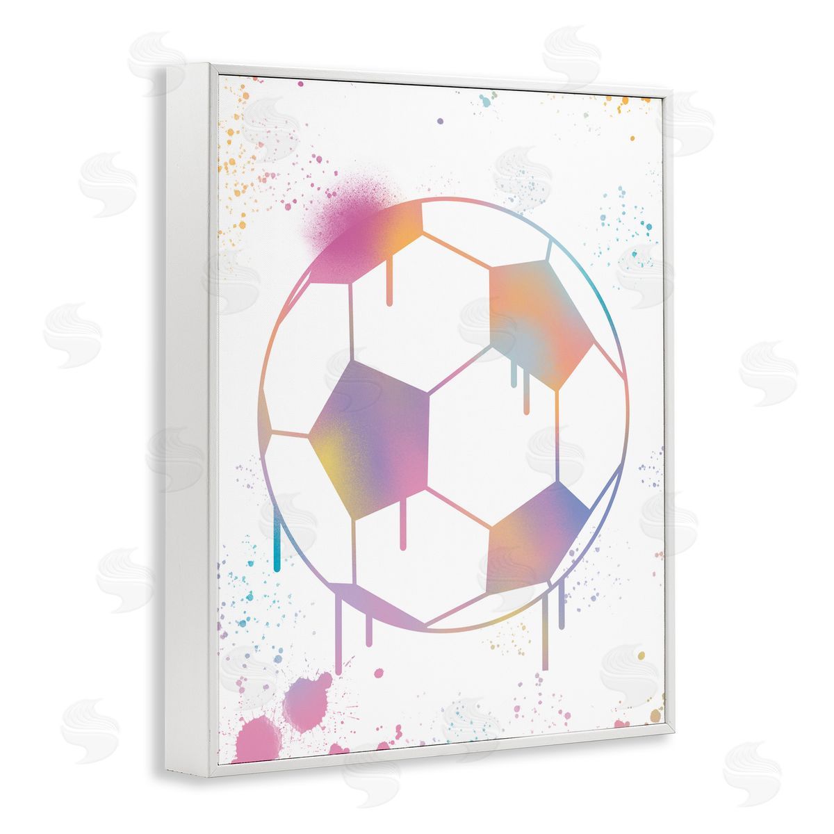 Marcus Prime Graffiti Soccer Ball Drip White Frame Giclee Art Print