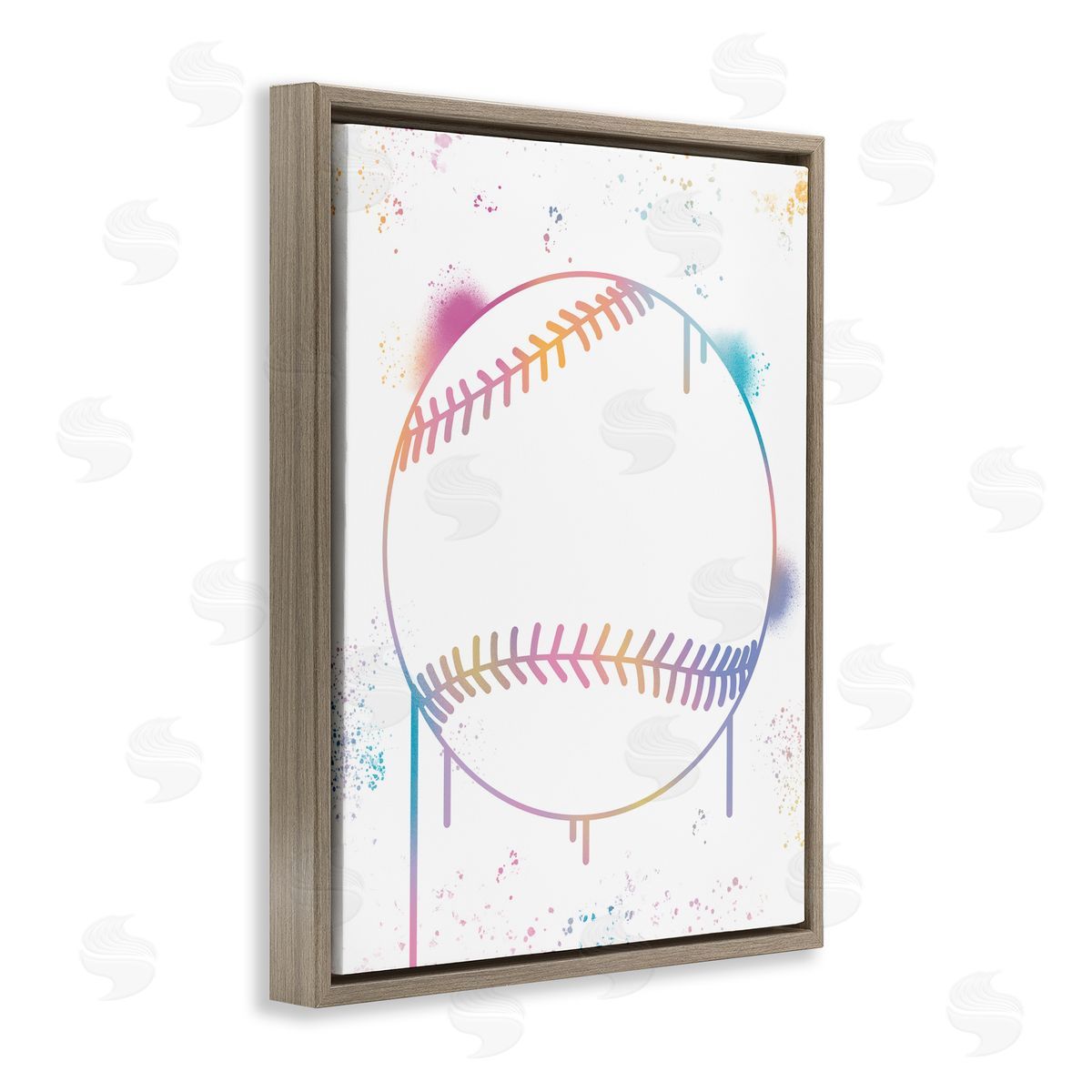 Marcus Prime Graffiti Baseball Drip Brown Floating Frame Canvas Art Print