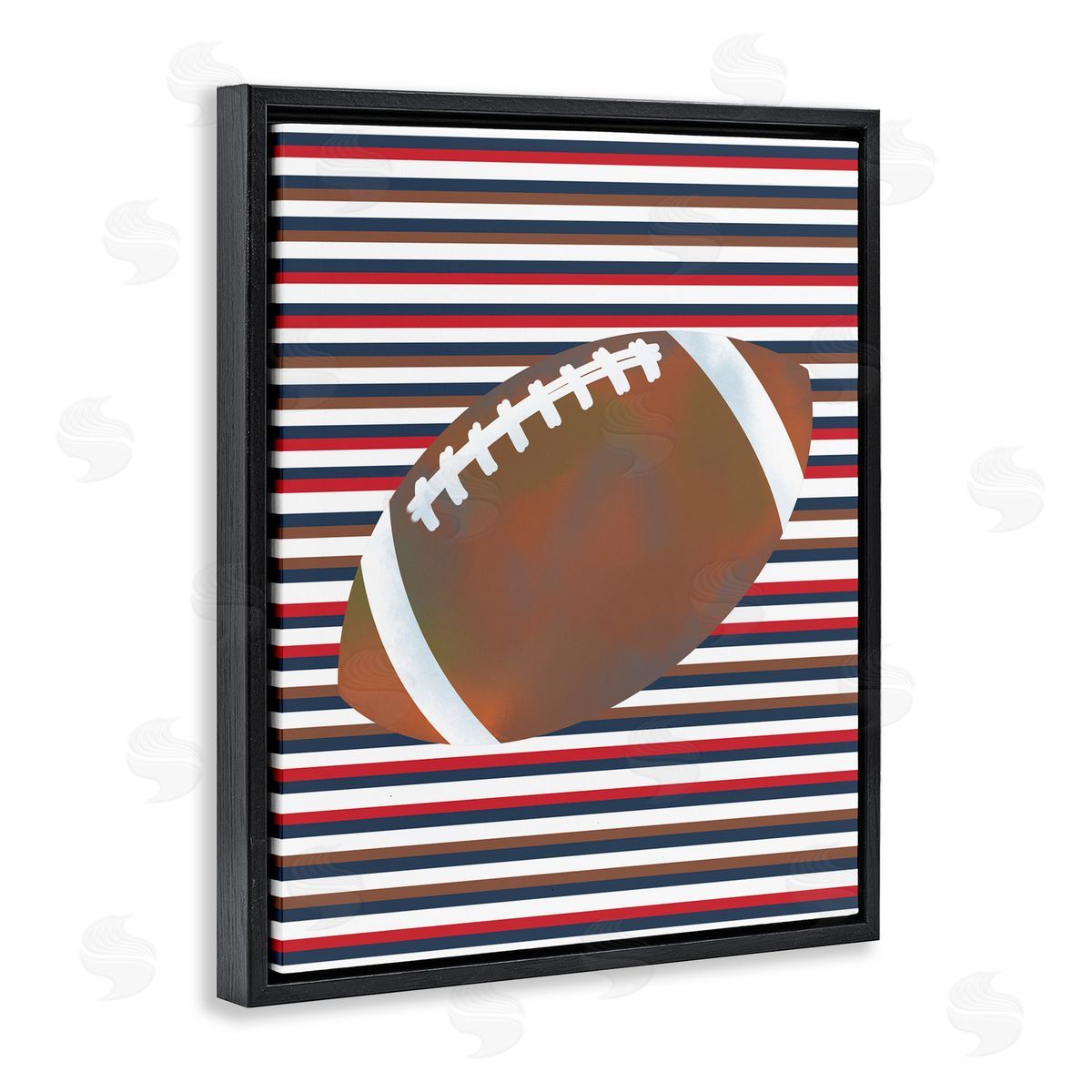 Marcus Prime Stripes And Sports Football Black Floating Frame Canvas Wall Art Print
