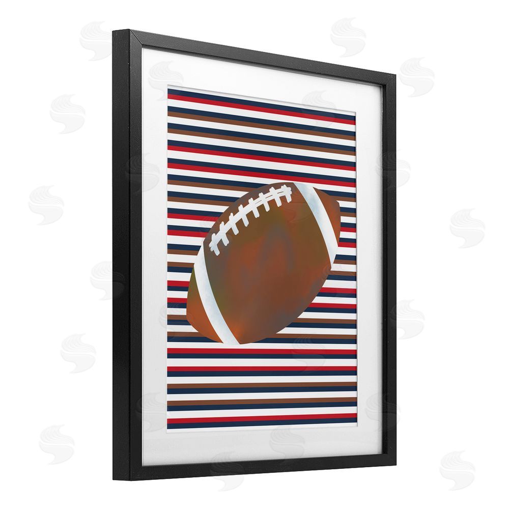 Marcus Prime Stripes And Sports Football Black Framed Print Under Glass Art