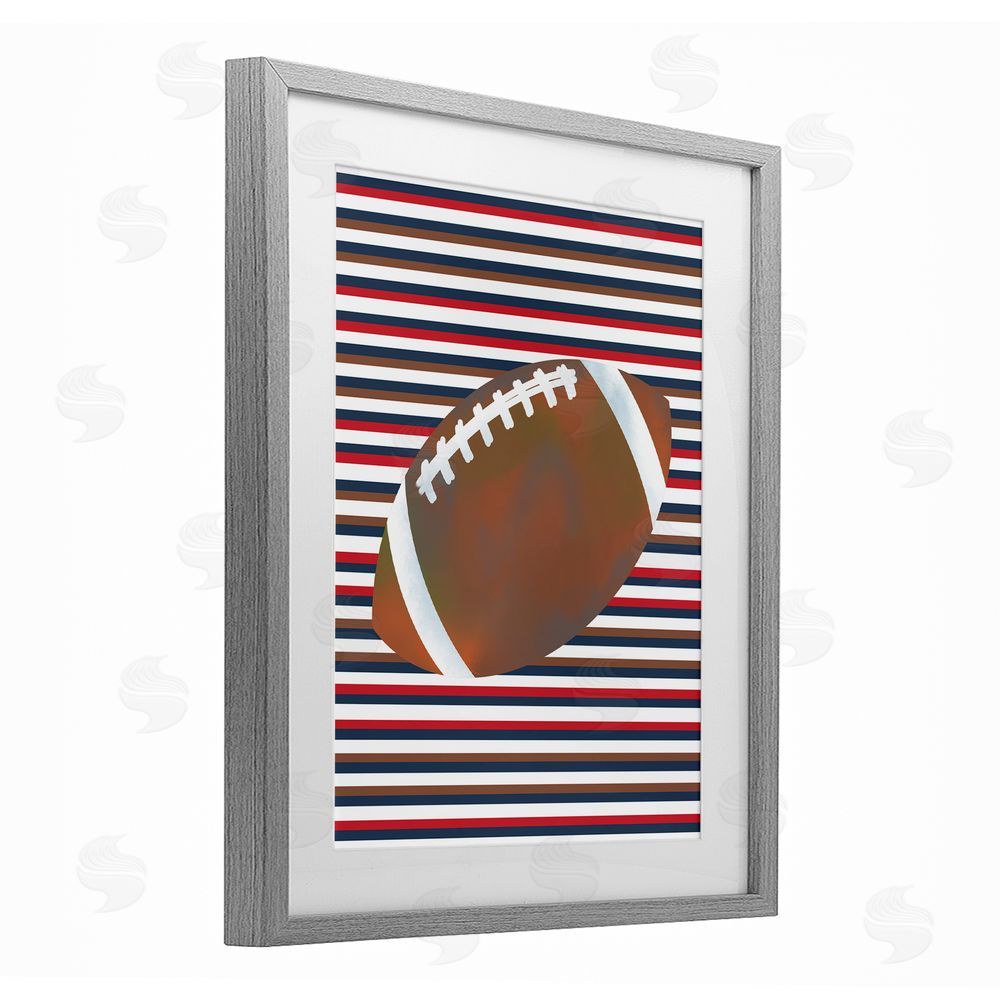 Marcus Prime Stripes And Sports Football Gray Framed Print Under Glass Art
