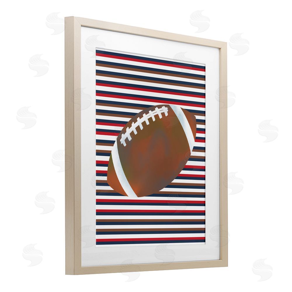 Marcus Prime Stripes And Sports Football Birch Framed Print Under Glass Art