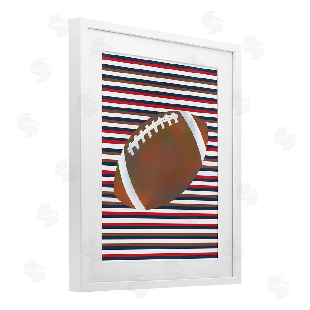 Marcus Prime Stripes And Sports Football White Framed Print Under Glass Art