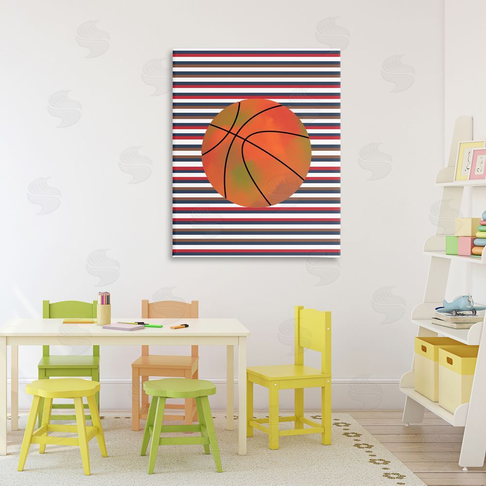Marcus Prime Stripes And Sports Basketball Printed Wall Art in Room