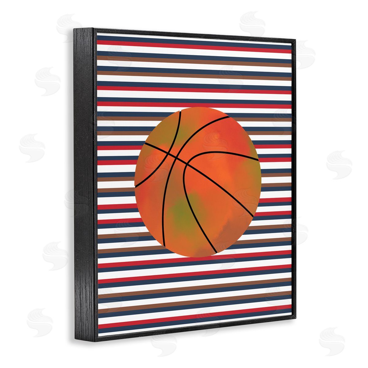 Marcus Prime Stripes And Sports Basketball Black Framed Giclee Art Print