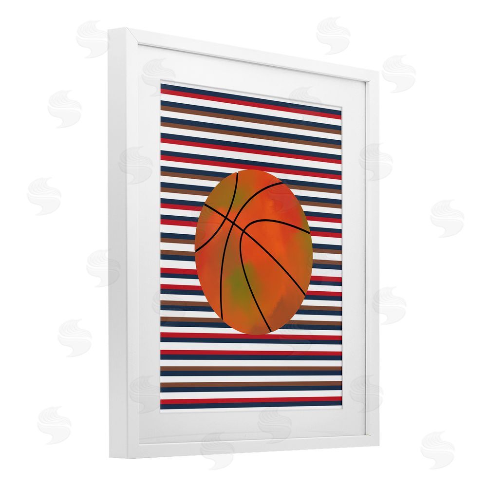 Marcus Prime Stripes And Sports Basketball White Framed Print Under Glass Art
