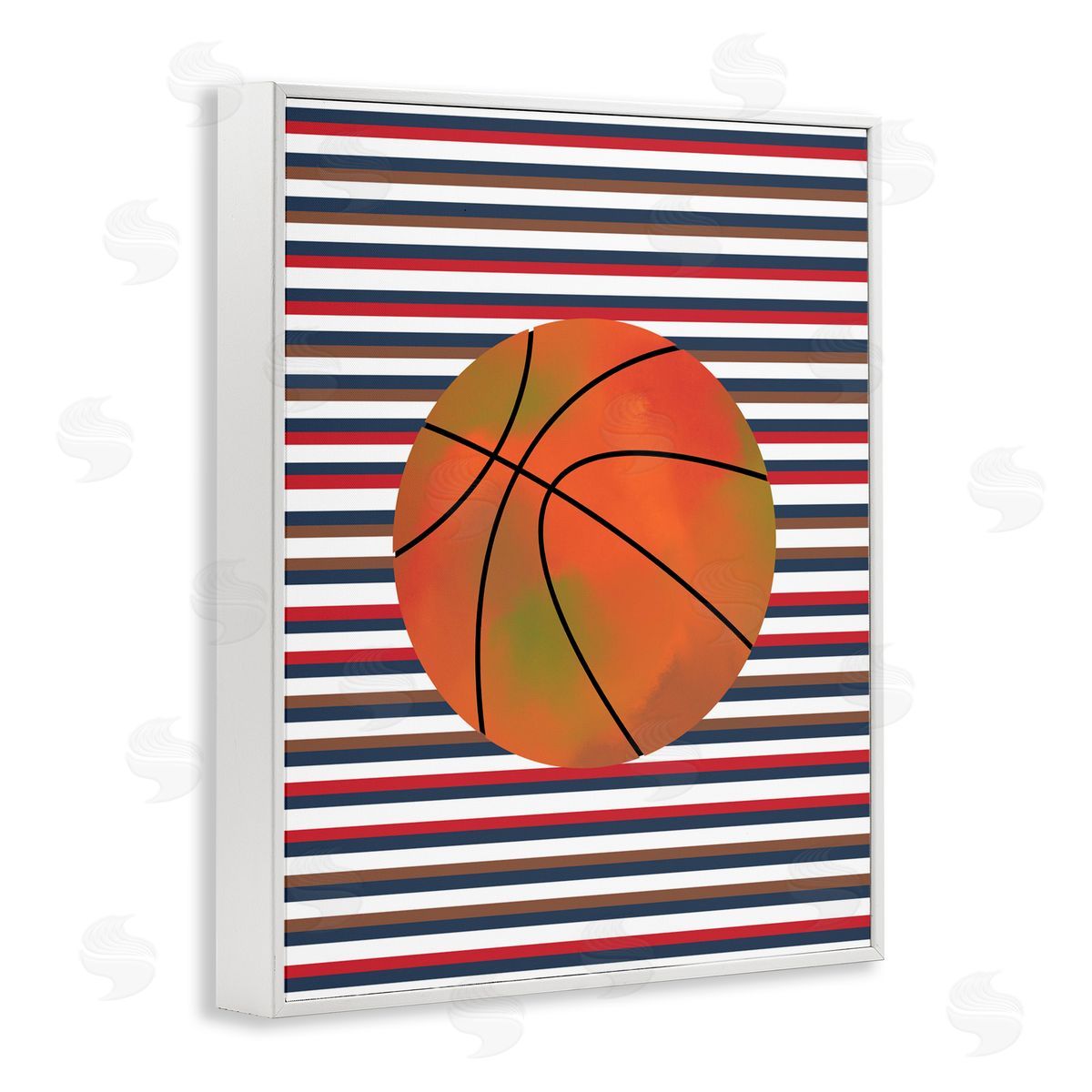 Marcus Prime Stripes And Sports Basketball White Frame Giclee Art Print