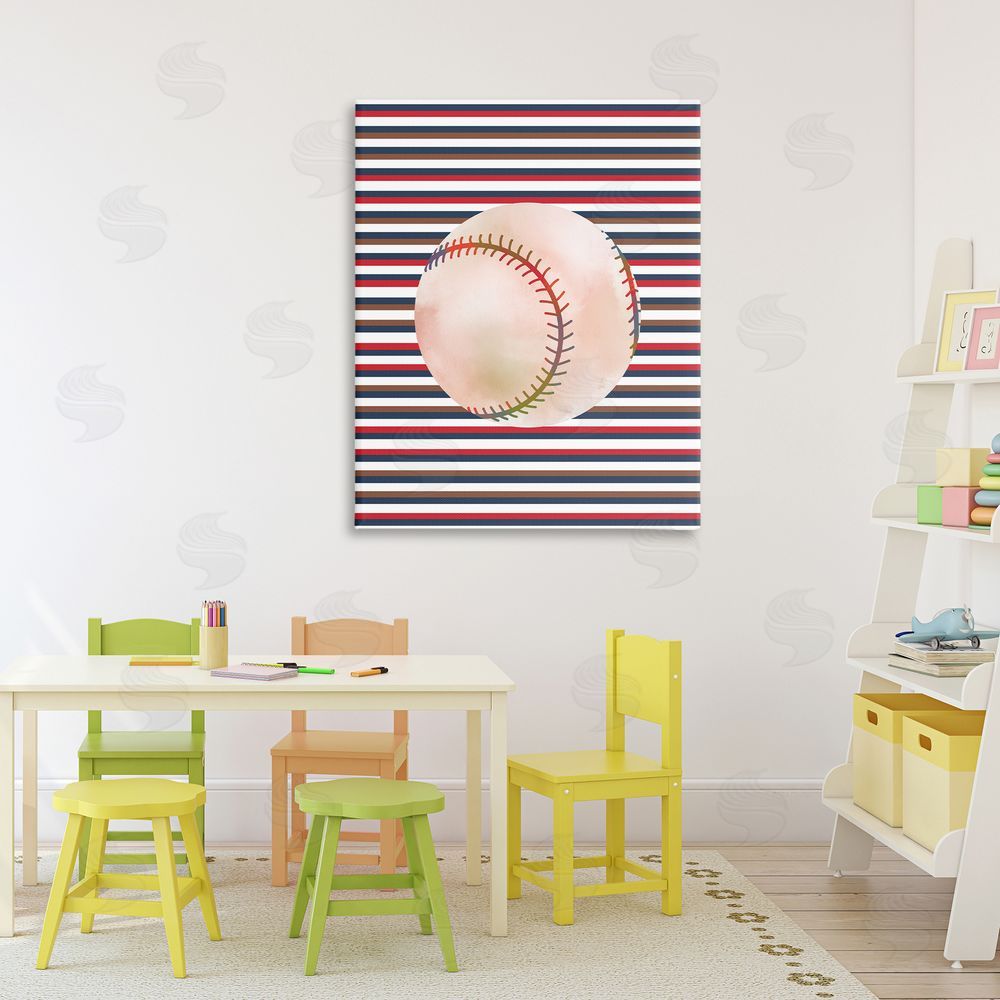 Marcus Prime Stripes And Sports Baseball Printed Wall Art in Room