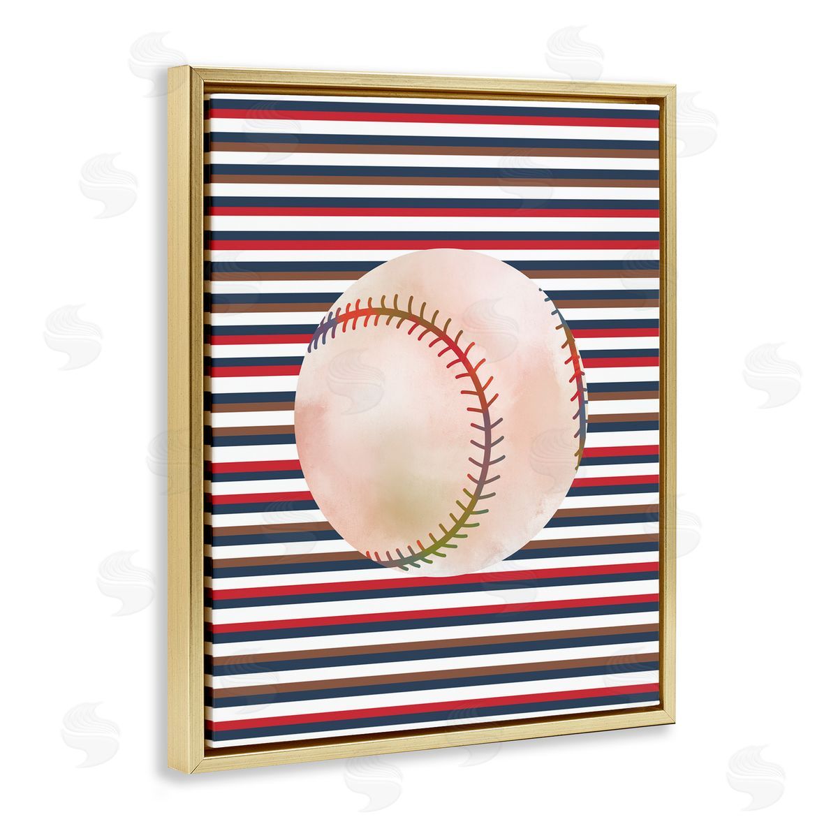 Marcus Prime Stripes And Sports Baseball Gold Floating Frame Canvas Art Print