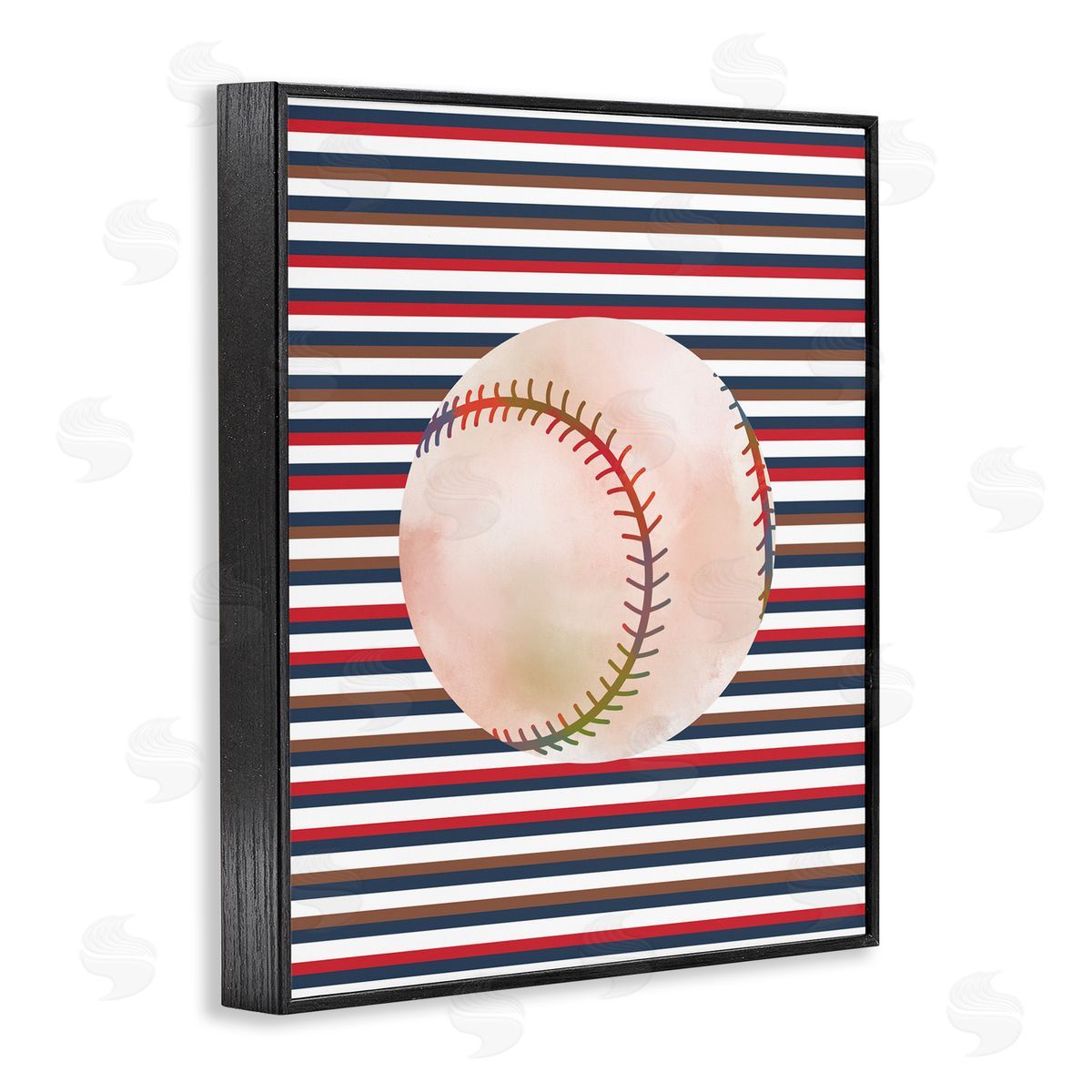 Marcus Prime Stripes And Sports Baseball Black Framed Giclee Art Print