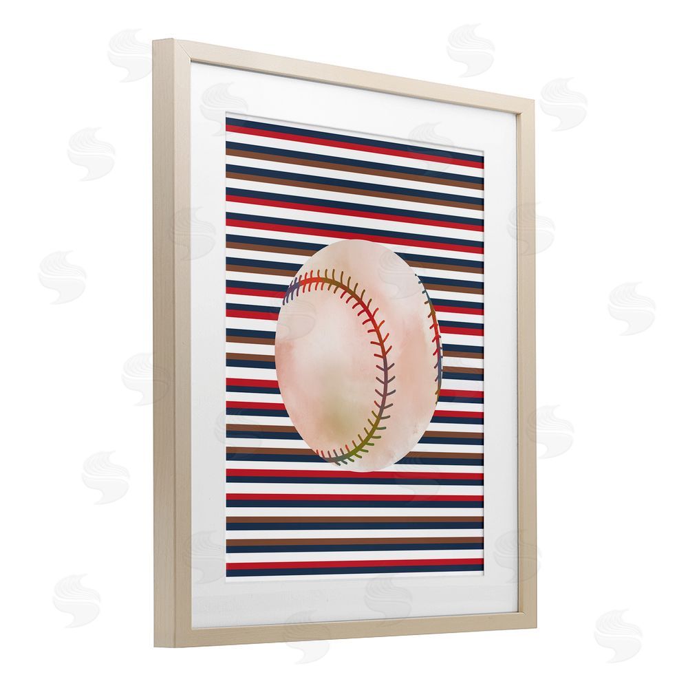 Marcus Prime Stripes And Sports Baseball Birch Framed Print Under Glass Art