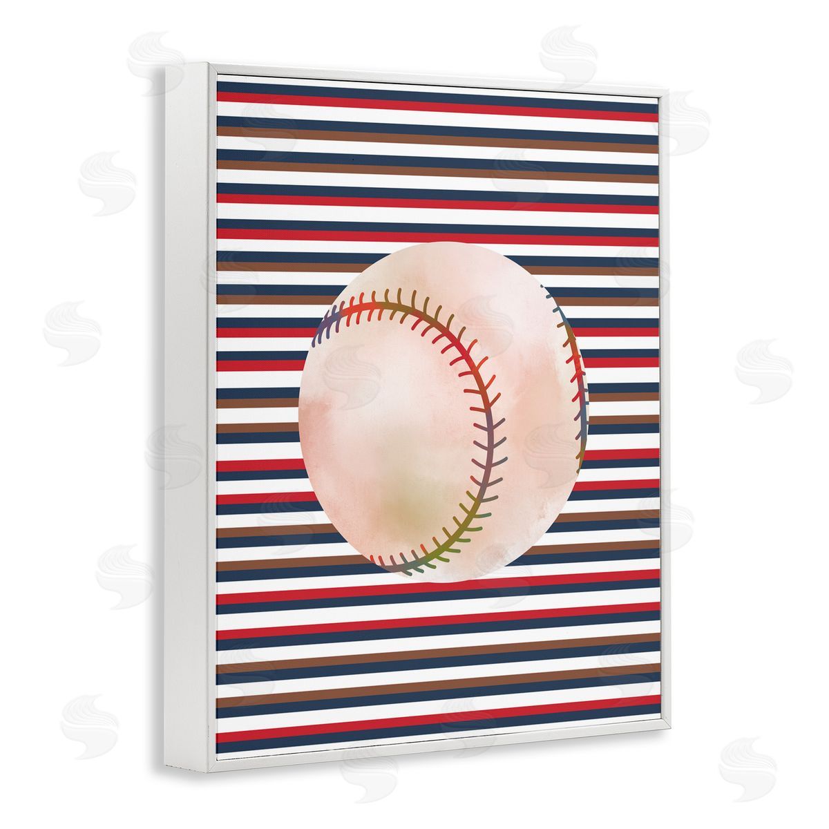 Marcus Prime Stripes And Sports Baseball White Frame Giclee Art Print