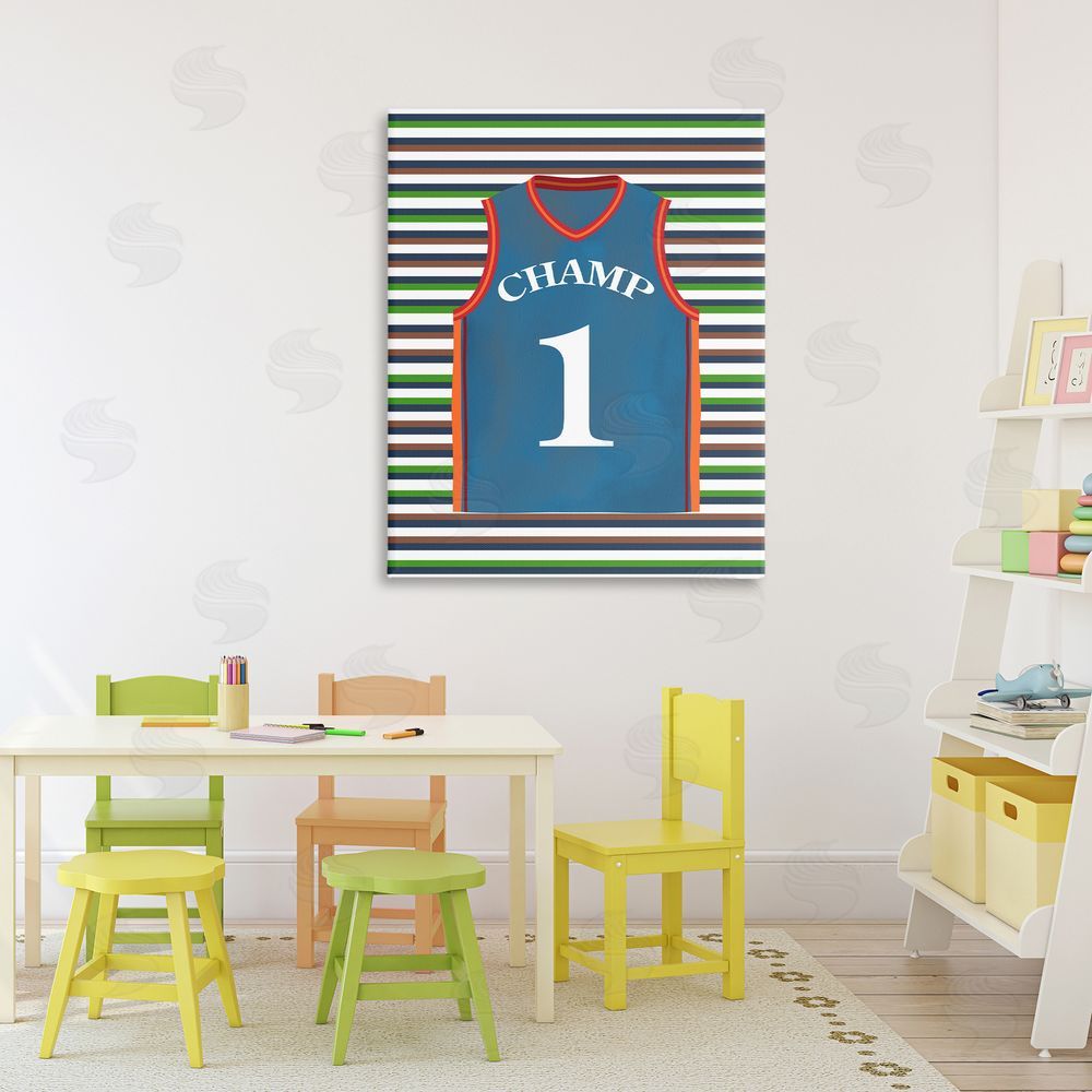 Marcus Prime Stripes And Sports Jersey Printed Wall Art in Room
