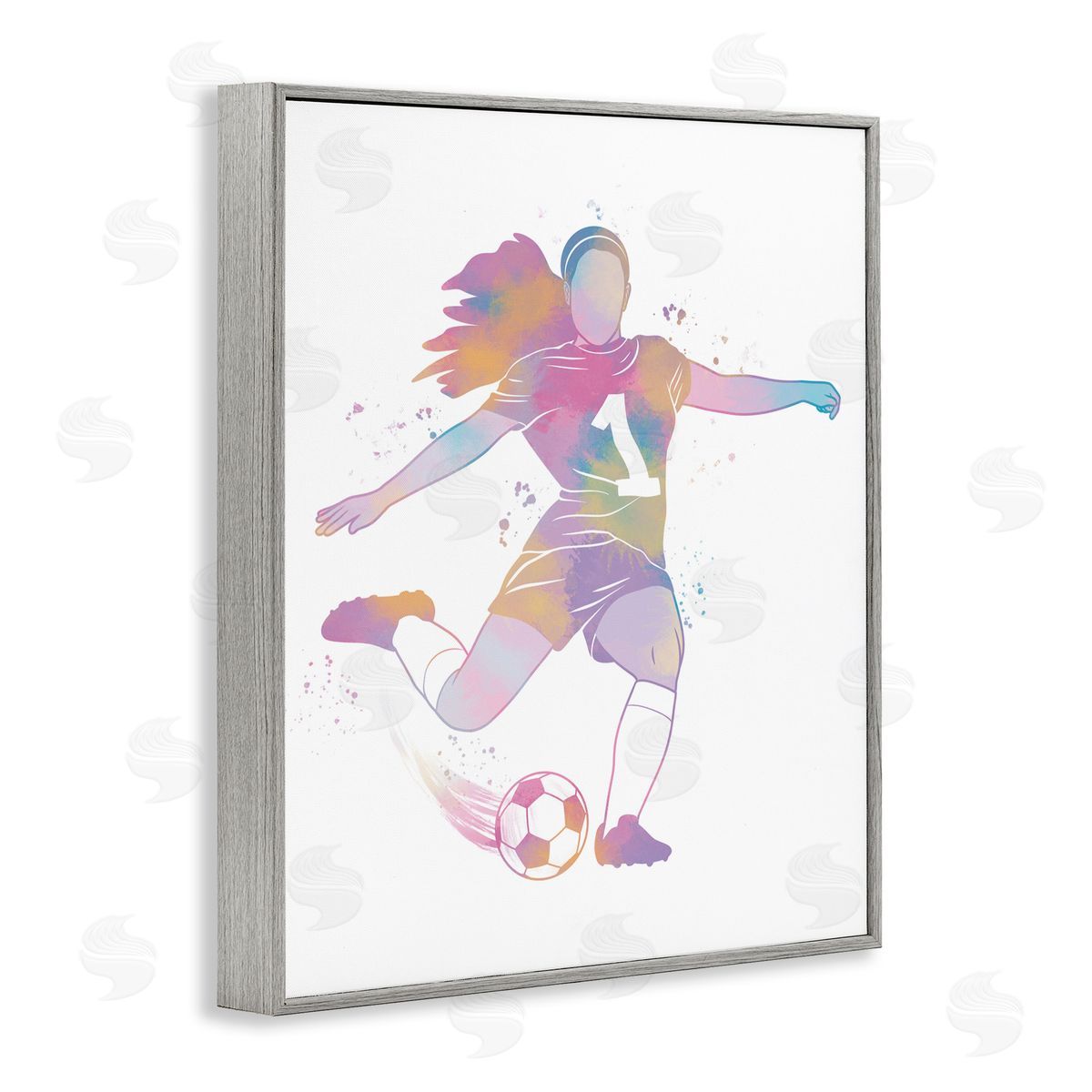 Marcus Prime Woman Athlete Pastel Soccer Gray Framed Giclee Art Print