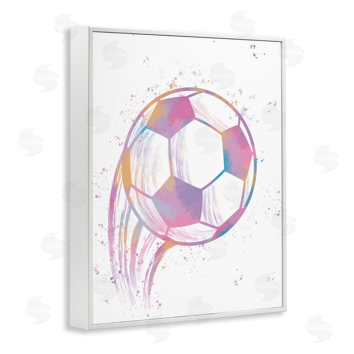 Marcus Prime Fast Pastel Soccer Ball White Frame Giclee Art Print