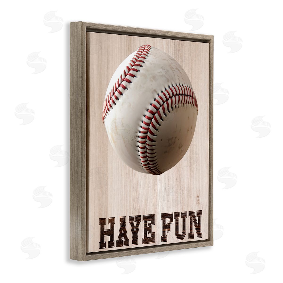 Marcus Prime Have Fun Baseball Brown Floating Frame Canvas Art Print