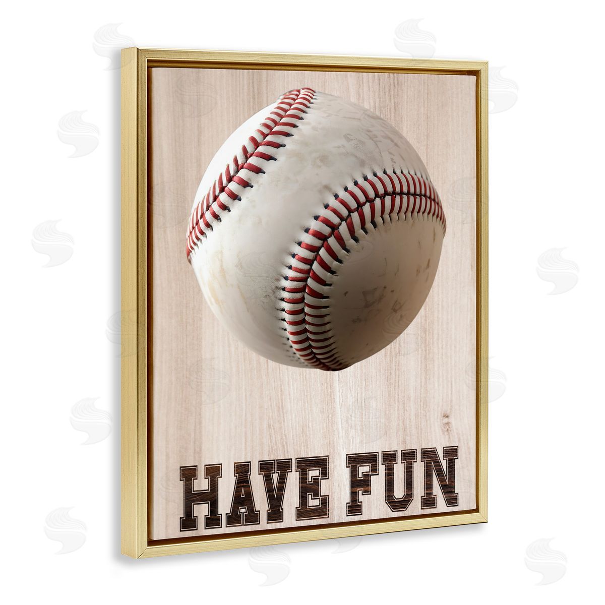 Marcus Prime Have Fun Baseball Gold Floating Frame Canvas Art Print