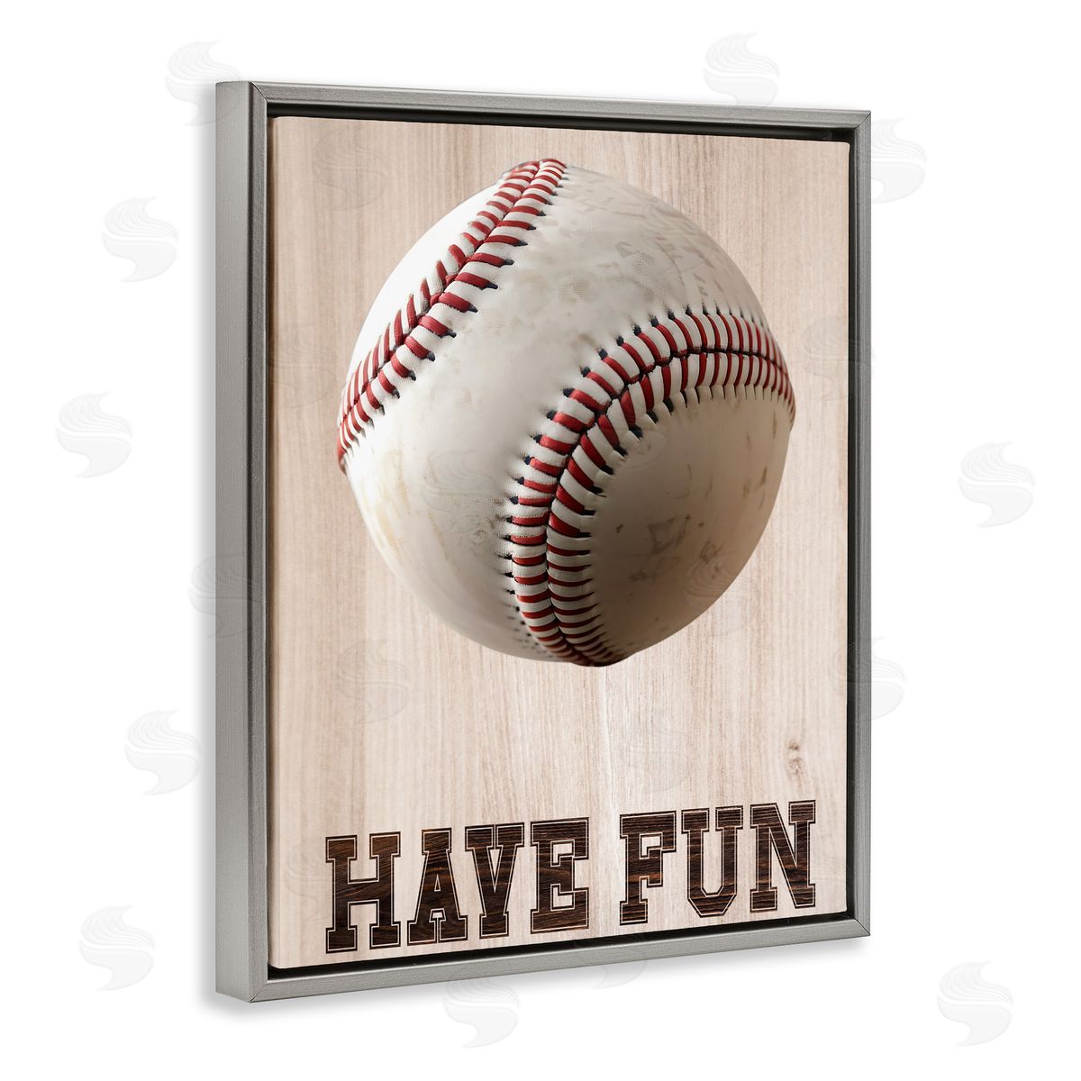 Marcus Prime Have Fun Baseball Gray Floating Frame Canvas Art Print