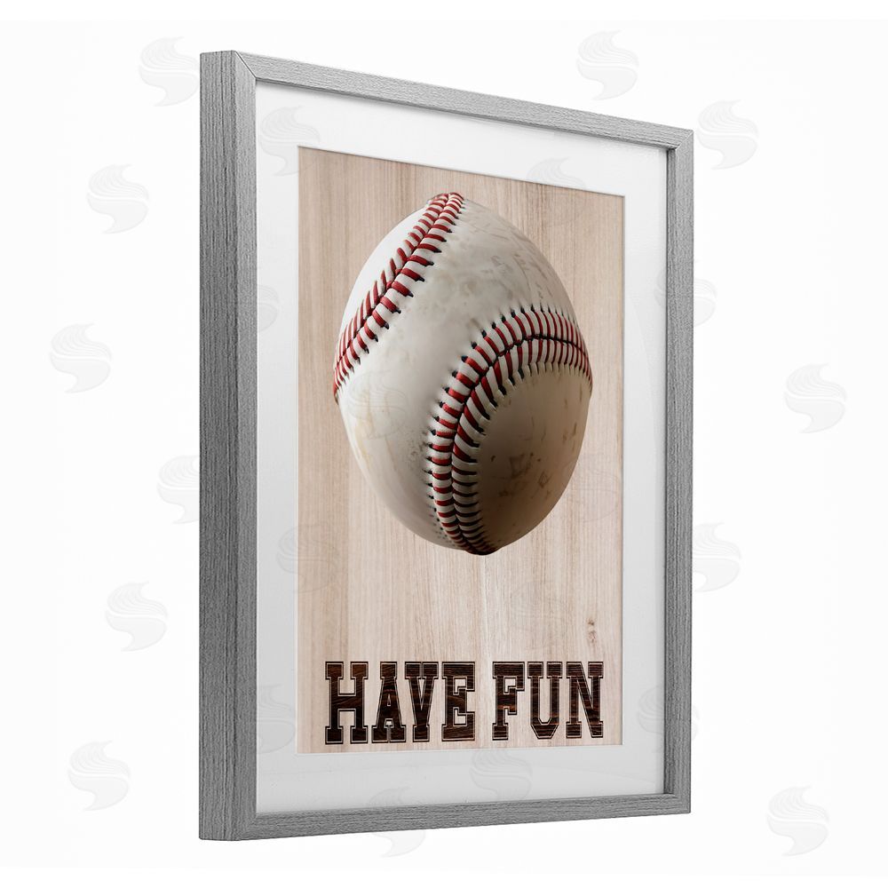 Marcus Prime Have Fun Baseball Gray Framed Print Under Glass Art