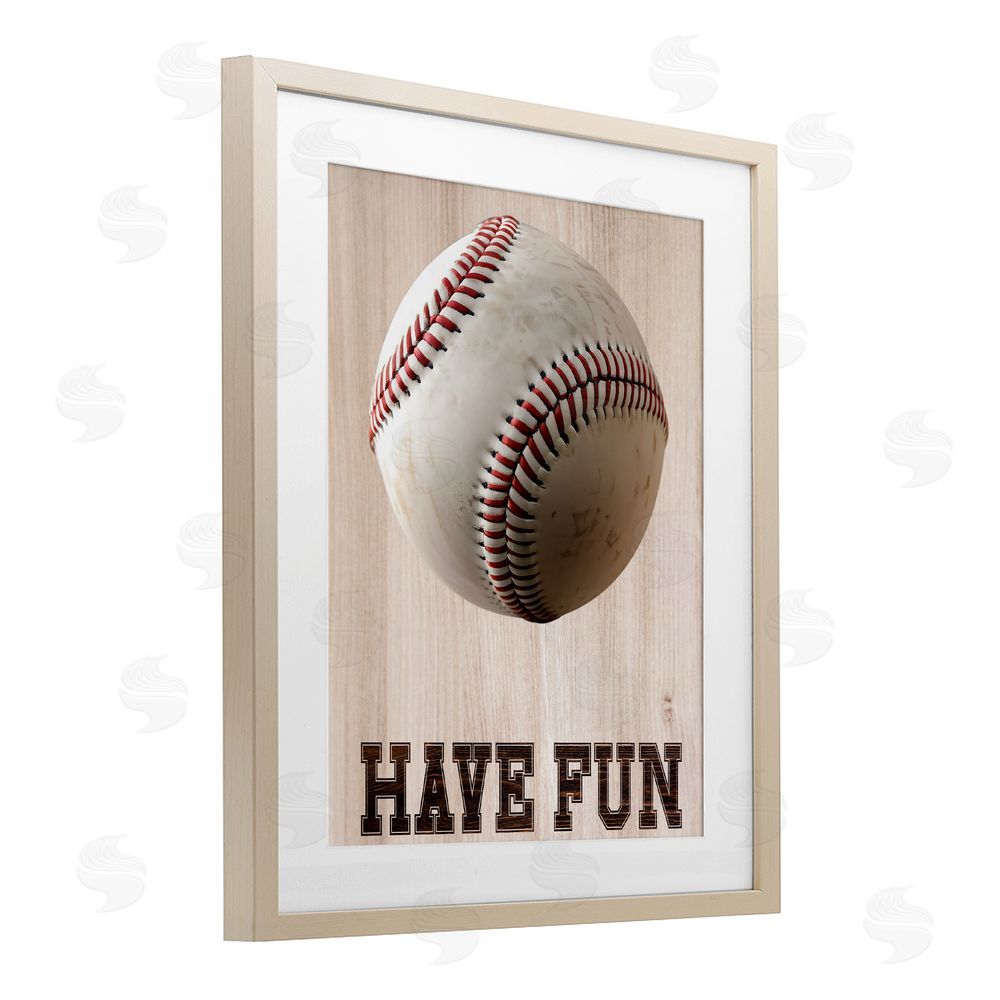 Marcus Prime Have Fun Baseball Birch Framed Print Under Glass Art