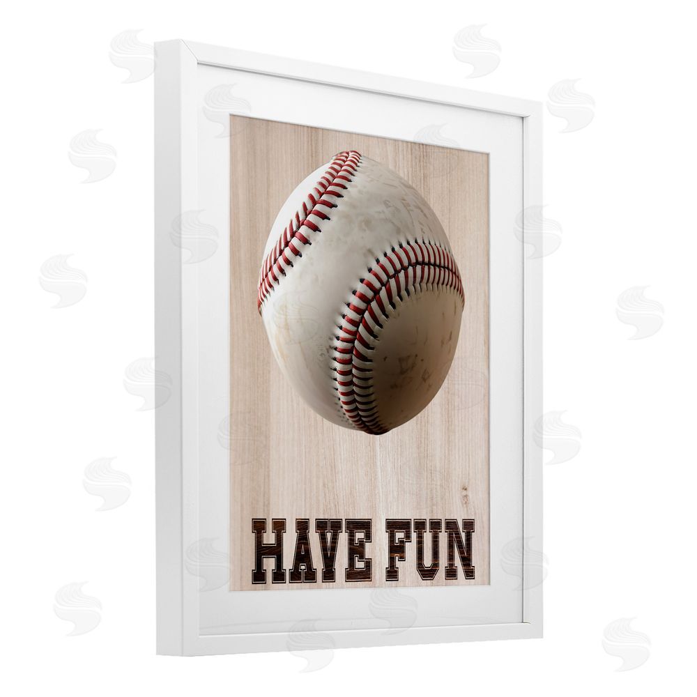 Marcus Prime Have Fun Baseball White Framed Print Under Glass Art