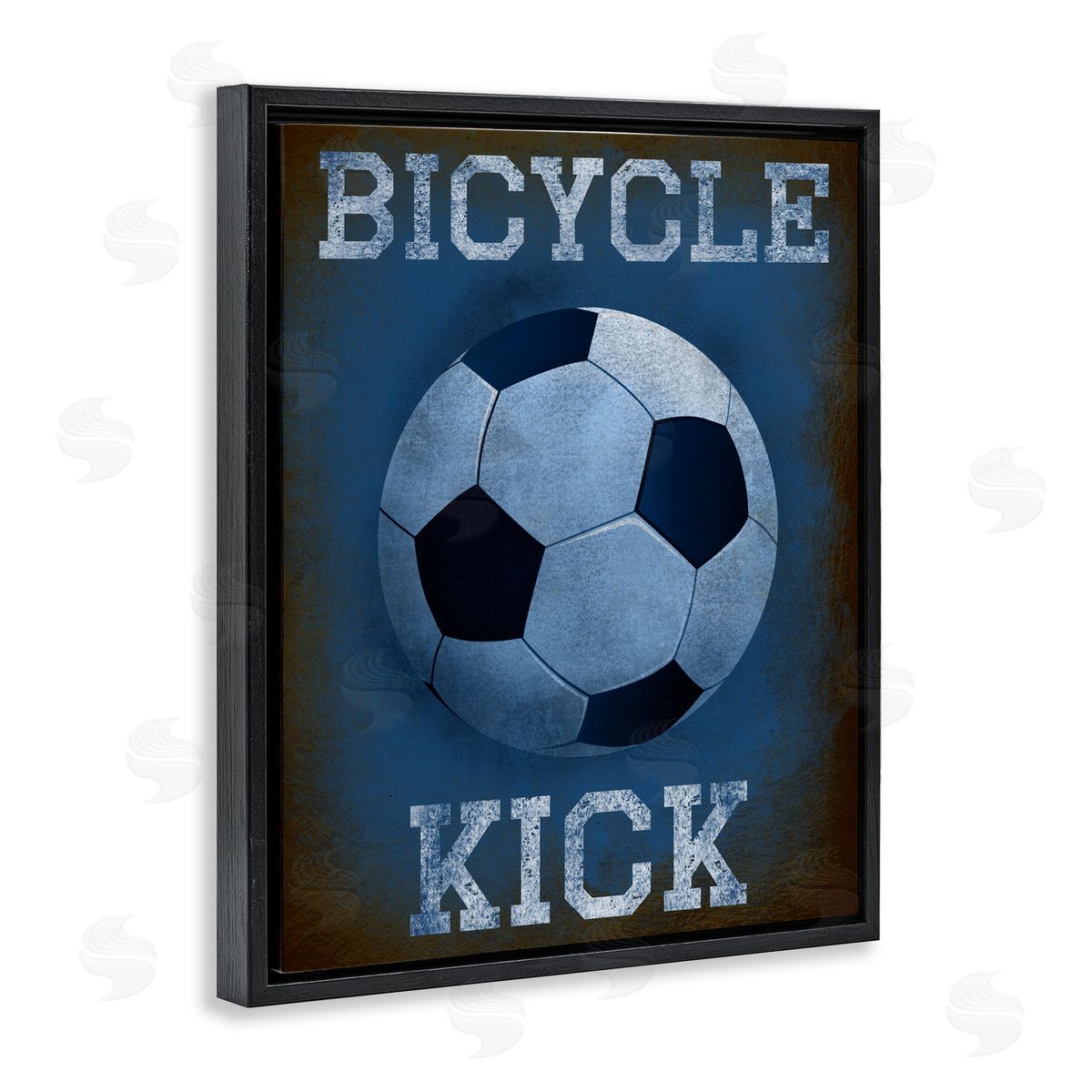 Marcus Prime Bicycle Kick Navy Sports Black Floating Frame Canvas Wall Art Print