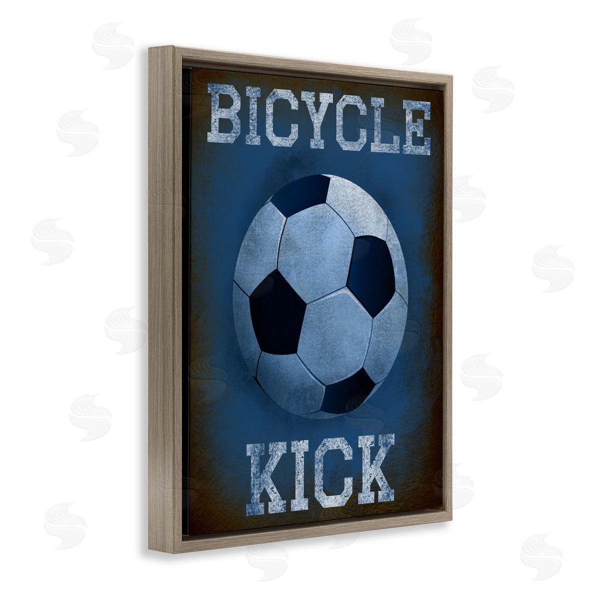 Marcus Prime Bicycle Kick Navy Sports Brown Floating Frame Canvas Art Print