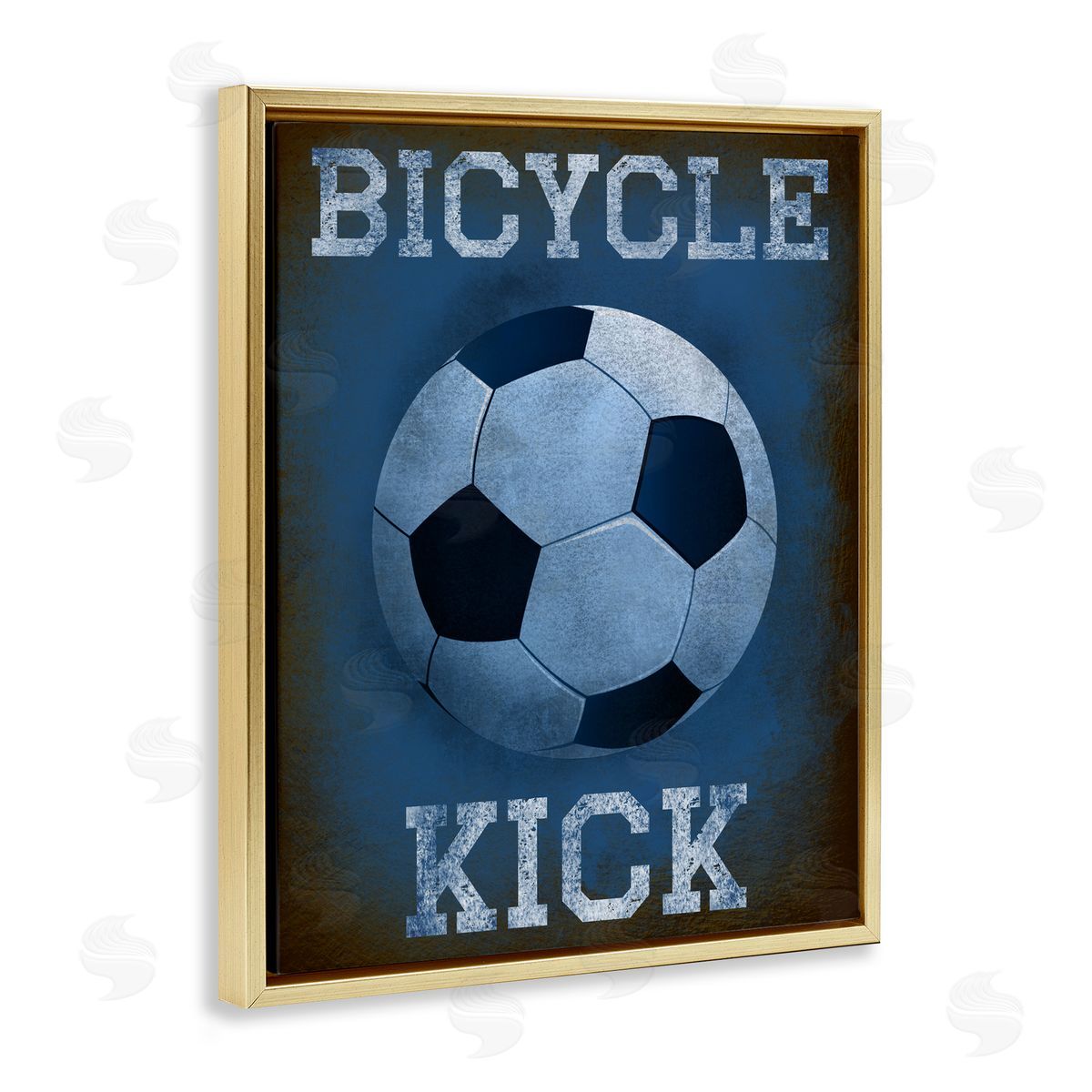 Marcus Prime Bicycle Kick Navy Sports Gold Floating Frame Canvas Art Print