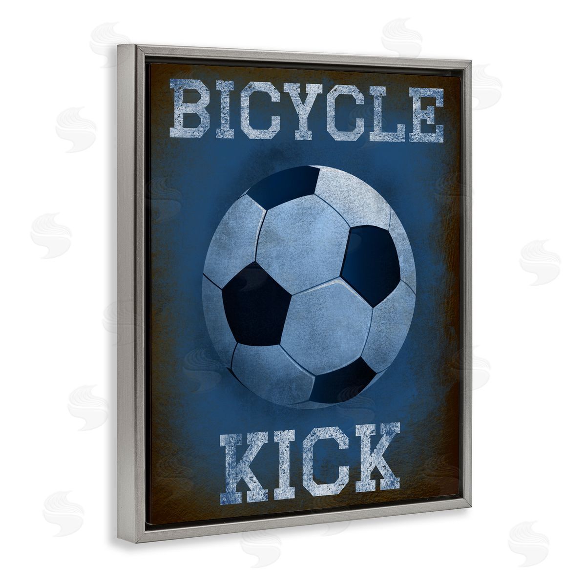Marcus Prime Bicycle Kick Navy Sports Gray Floating Frame Canvas Art Print