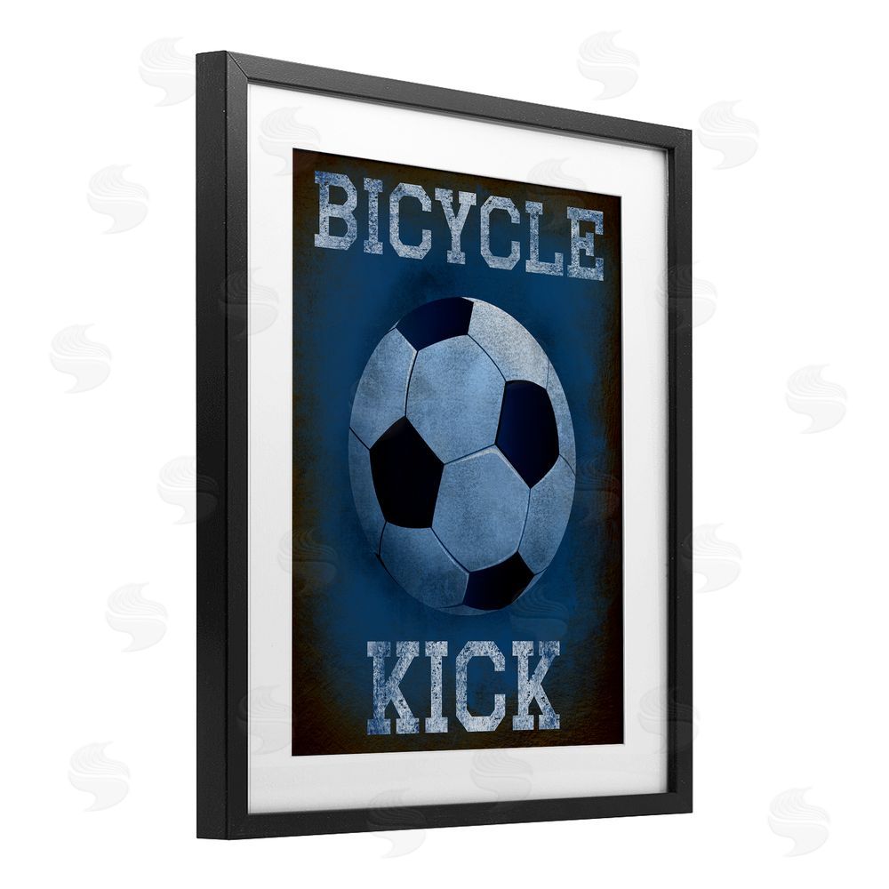 Marcus Prime Bicycle Kick Navy Sports Black Framed Print Under Glass Art
