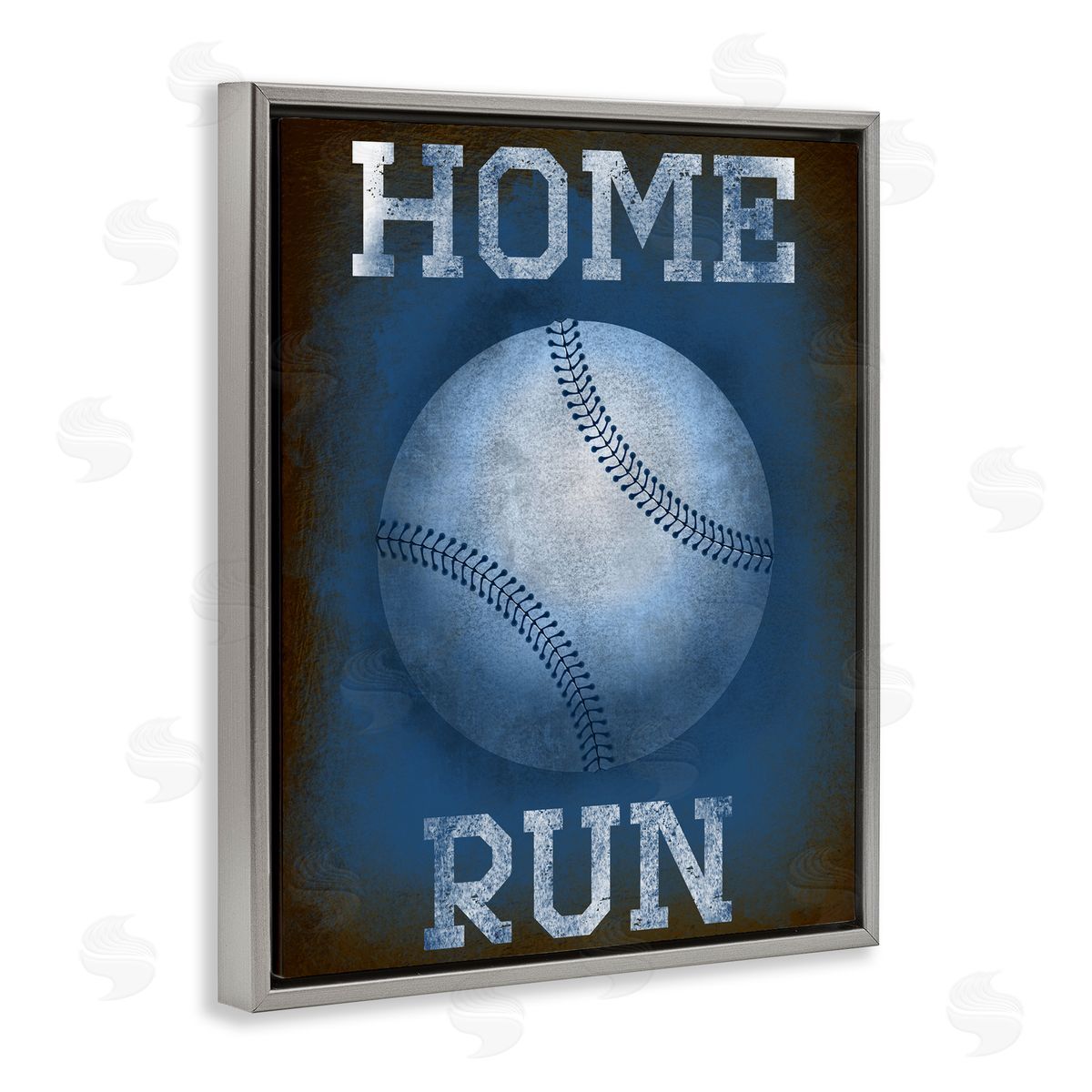 Marcus Prime Home Run Navy Blue Sports Gray Floating Frame Canvas Art Print