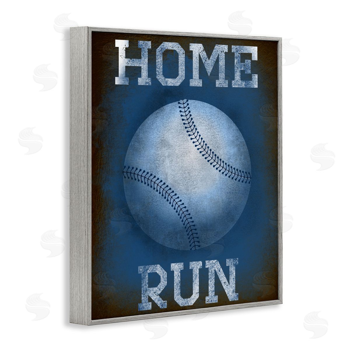 Marcus Prime Home Run Navy Blue Sports Gray Framed Giclee Art Print