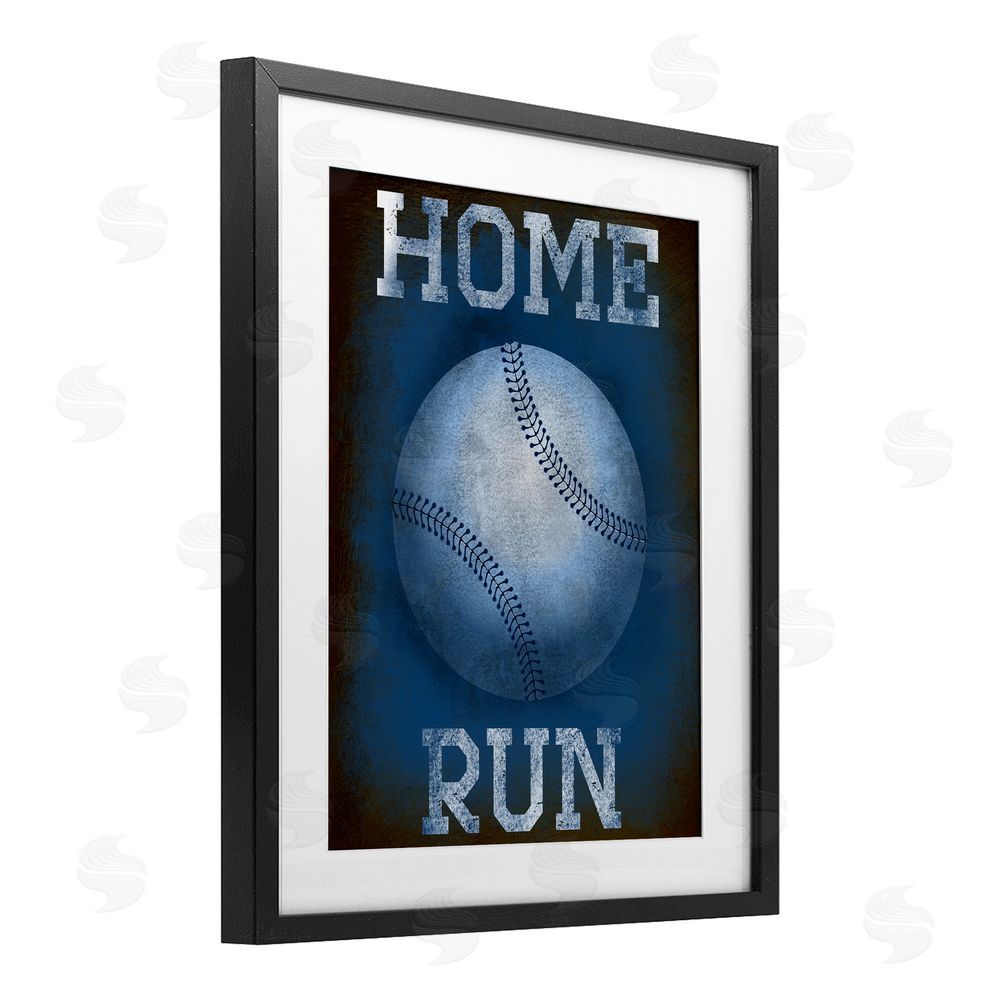Marcus Prime Home Run Navy Blue Sports Black Framed Print Under Glass Art