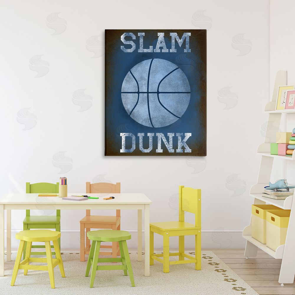 Marcus Prime Slam Dunk Navy Blue Sports Printed Wall Art in Room