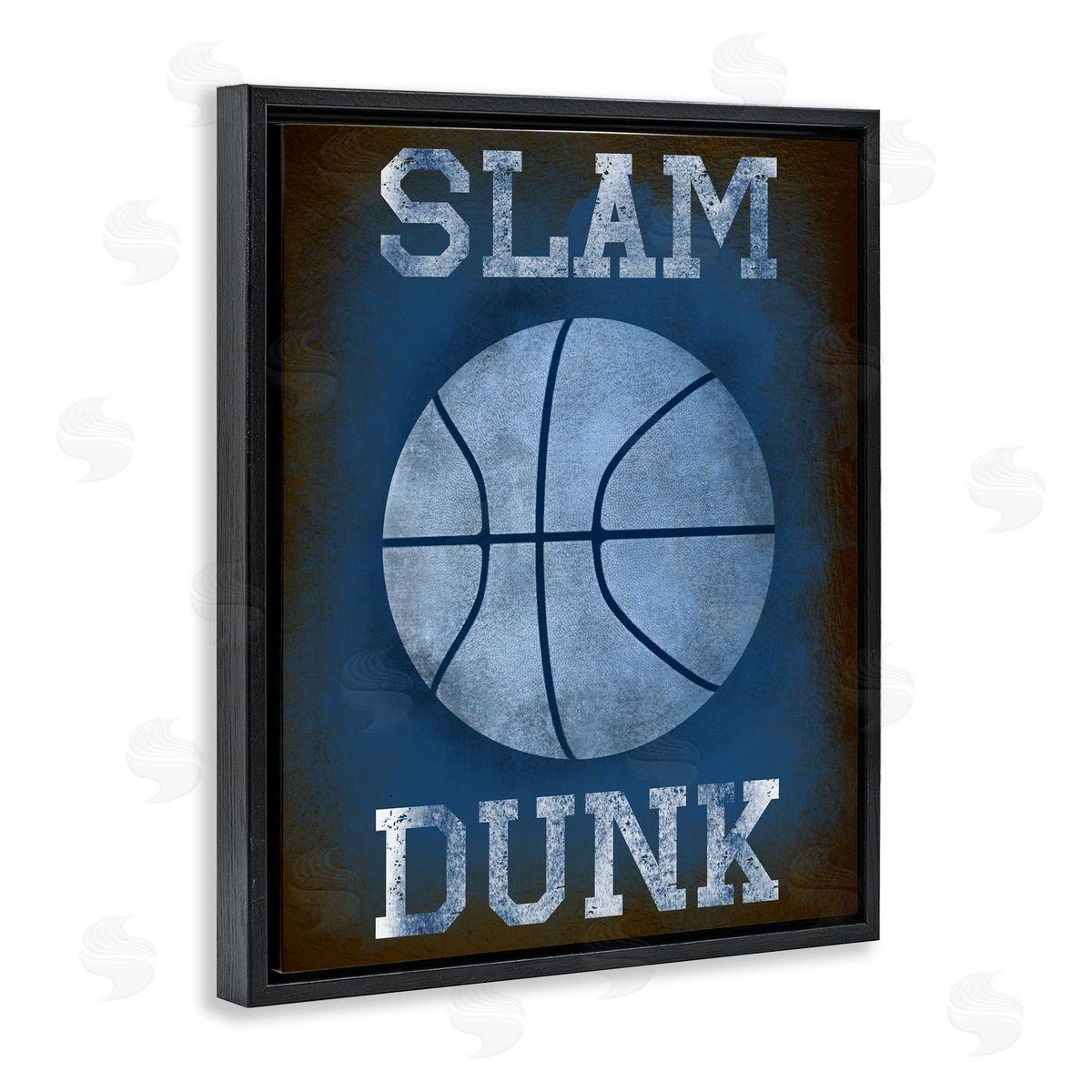 Marcus Prime Slam Dunk Navy Blue Sports Black Floating Frame Canvas Wall Art Print