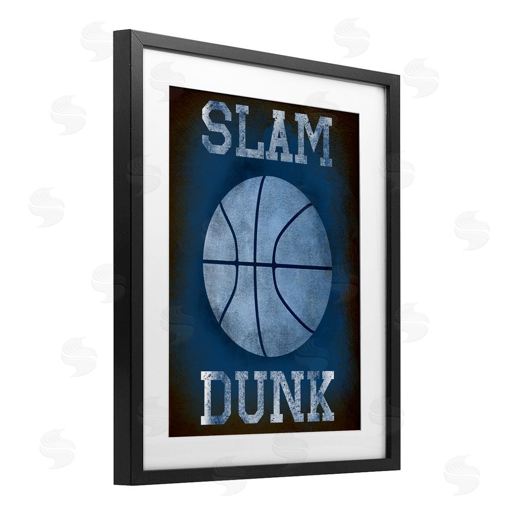 Marcus Prime Slam Dunk Navy Blue Sports Black Framed Print Under Glass Art