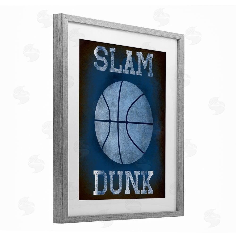 Marcus Prime Slam Dunk Navy Blue Sports Gray Framed Print Under Glass Art