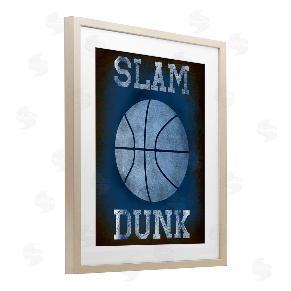 Marcus Prime Slam Dunk Navy Blue Sports Birch Framed Print Under Glass Art